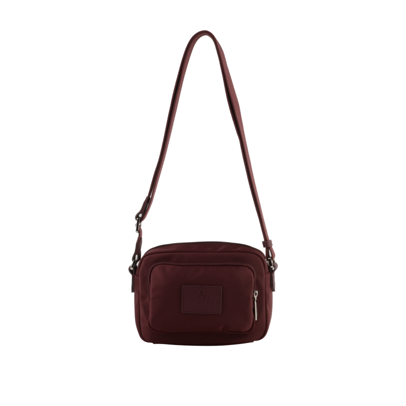Crossbody bag in canvas trimmed with leather POURCHET Red