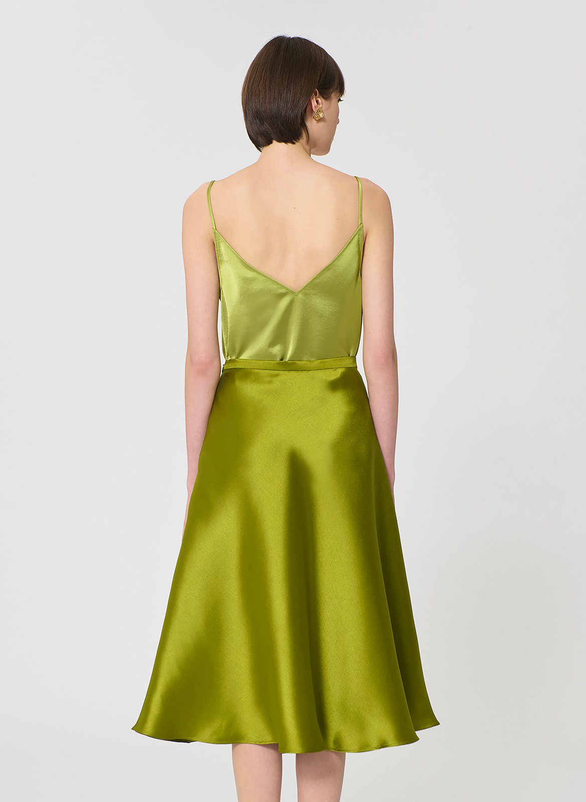 Halflange rok van soepelvallende satijn TARA JARMON Groen