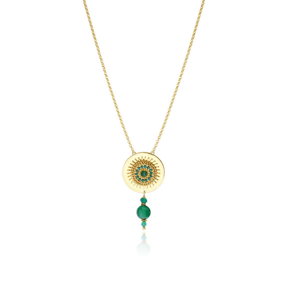 Fine adjustable pendant necklace in fine gold plating SATELLITE PARIS Green