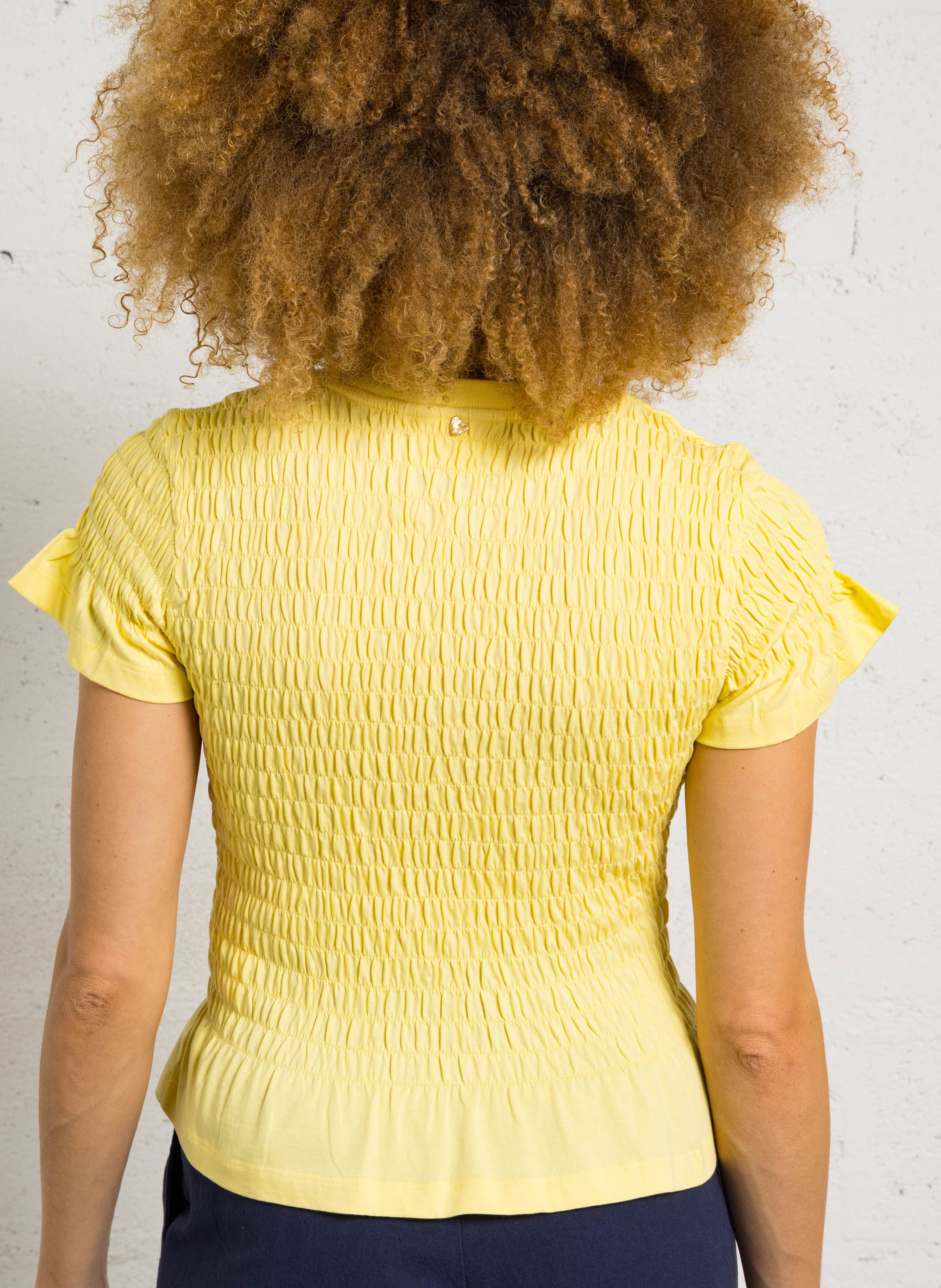 T-shirt van biokatoen met ronde hals FABIENNE CHAPOT Geel