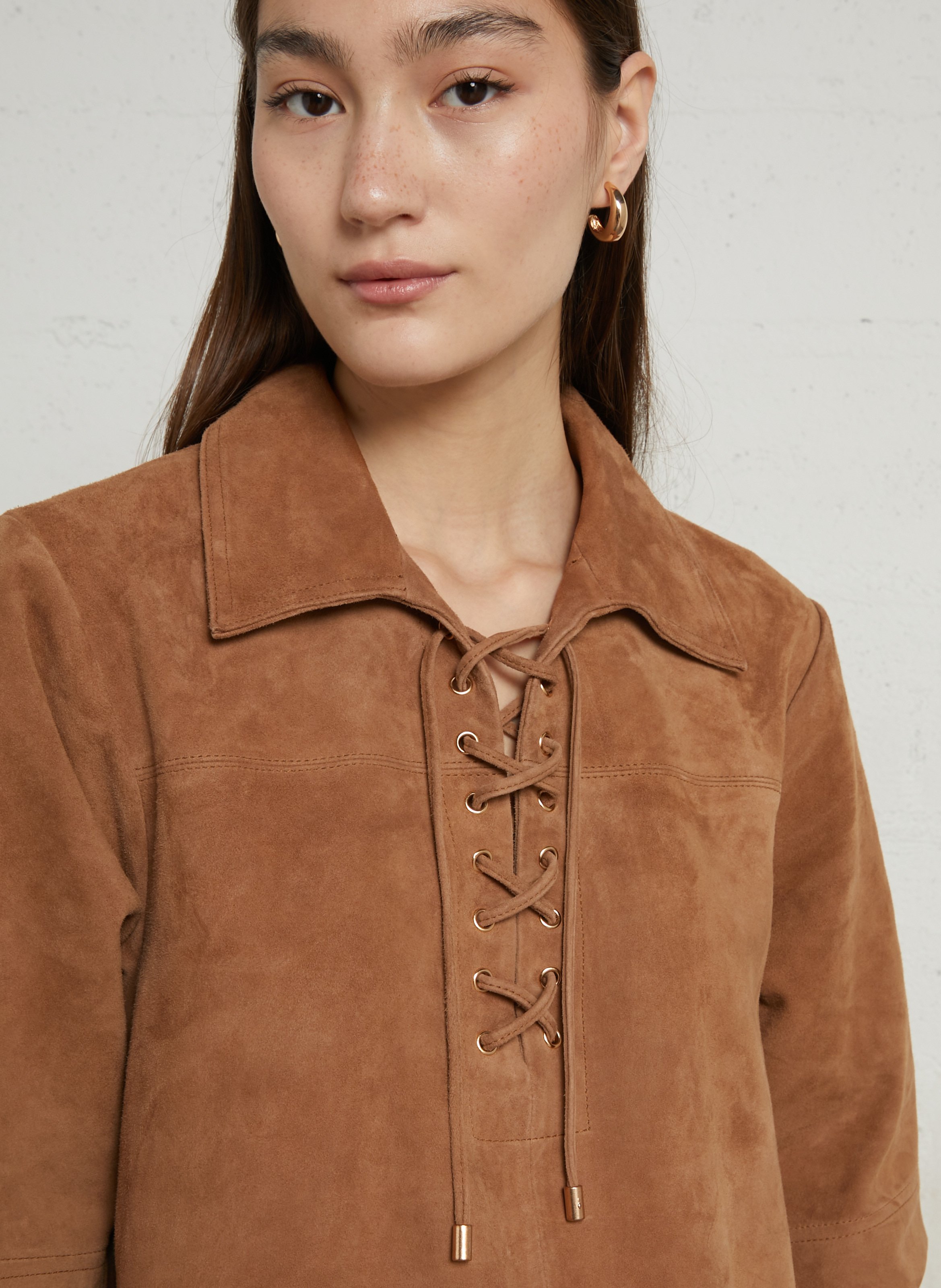 Korte, leren jurk MAISON 123 Beige