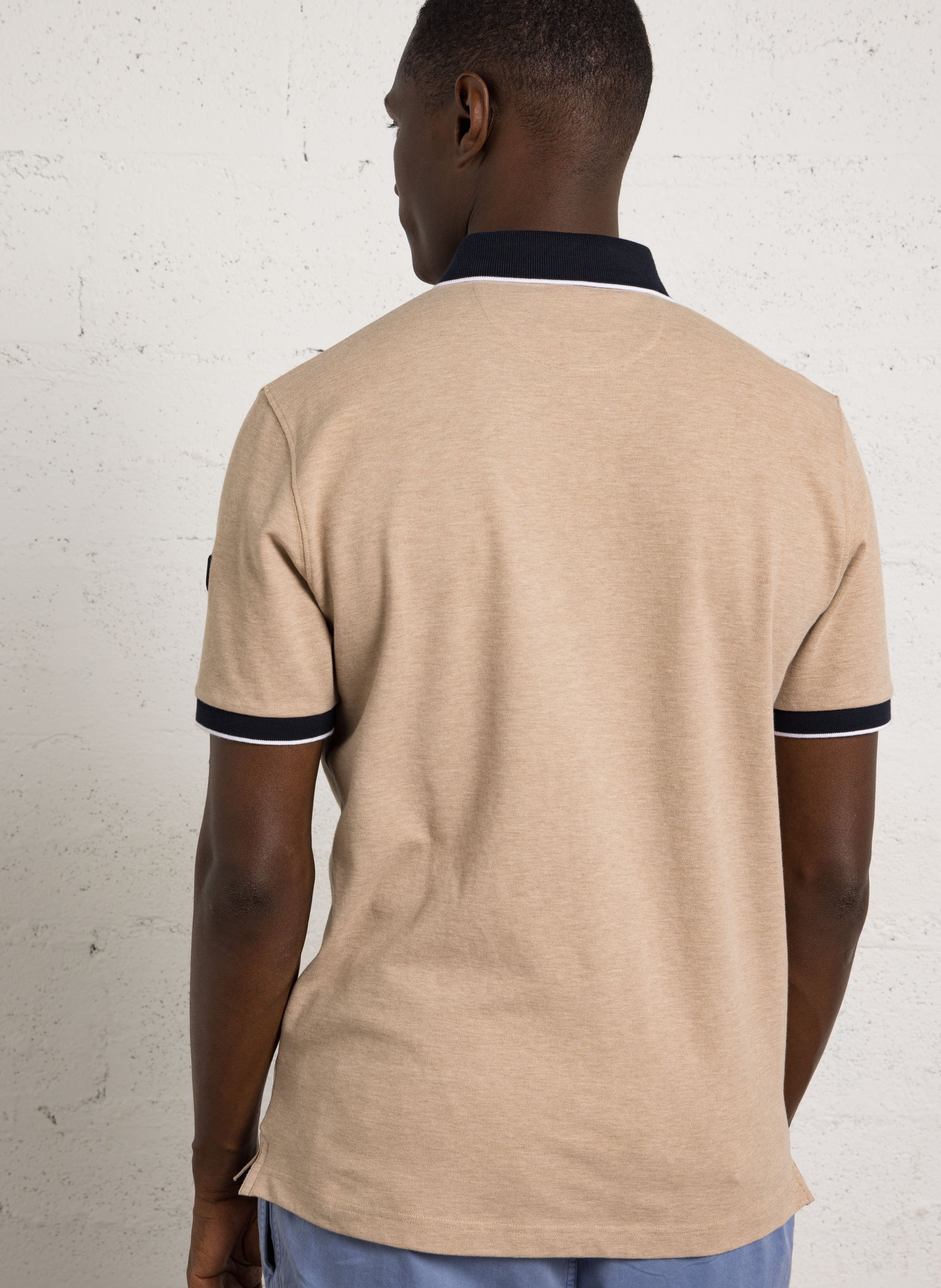 Gerade geschnittenes Poloshirt aus Baumwoll-Mix EDEN PARK Beige