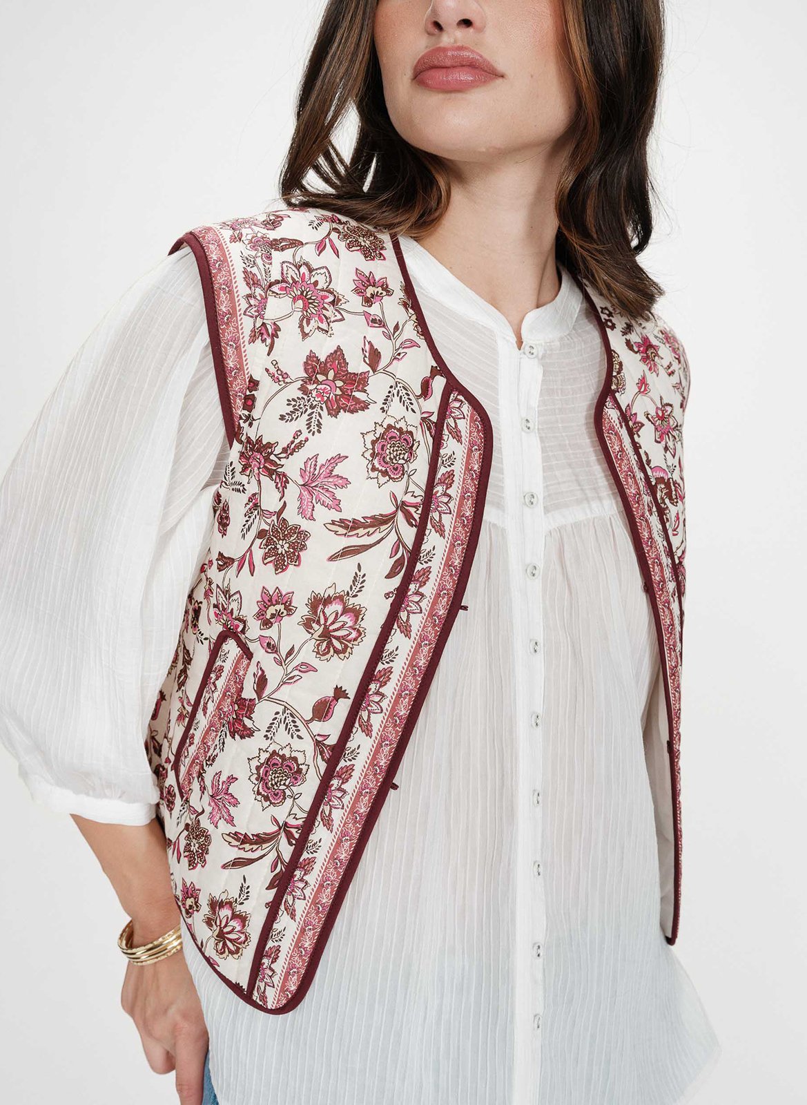 Printed sleeveless short jacket GRACE ET MILA Pink