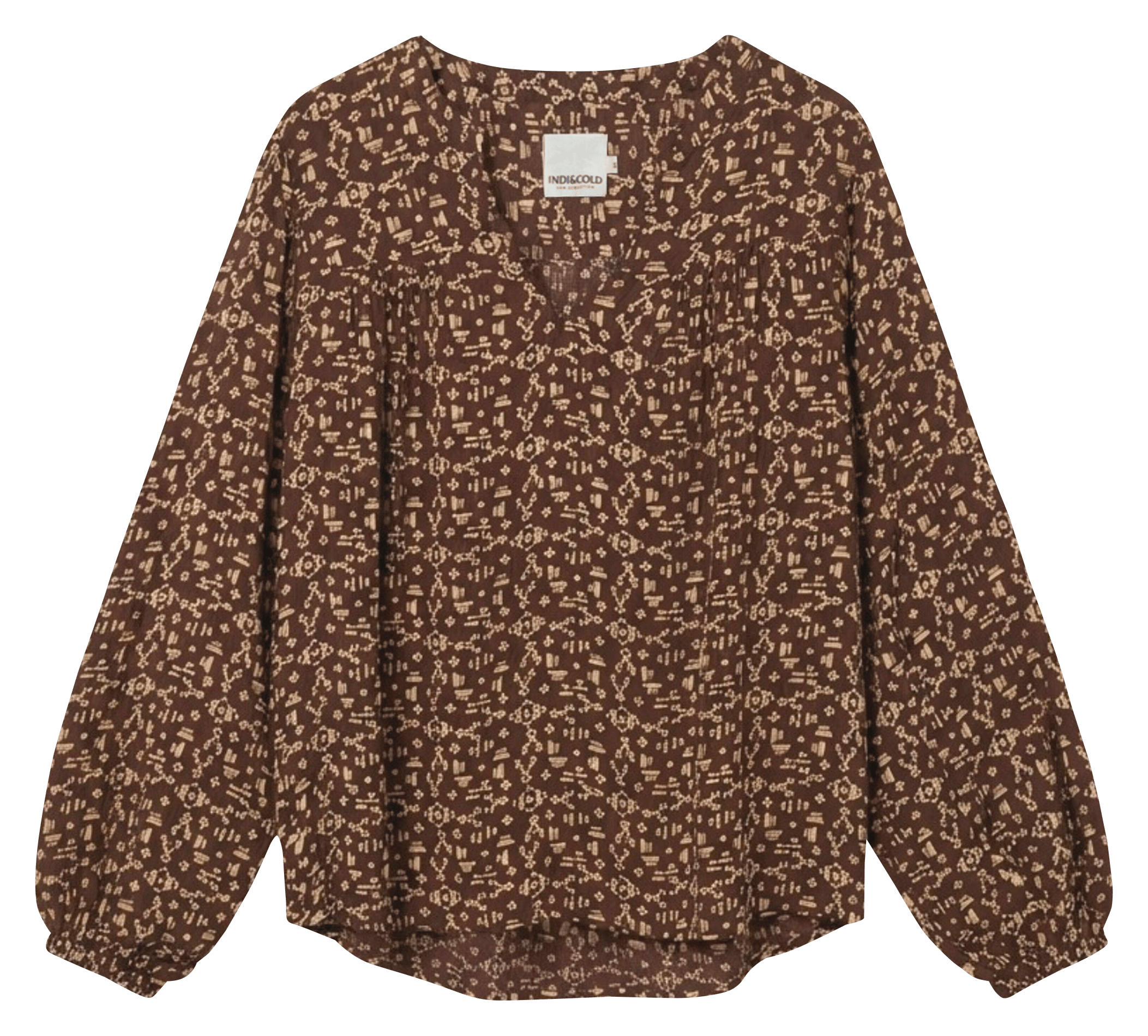 Blouse met V-hals INDI & COLD Bruin