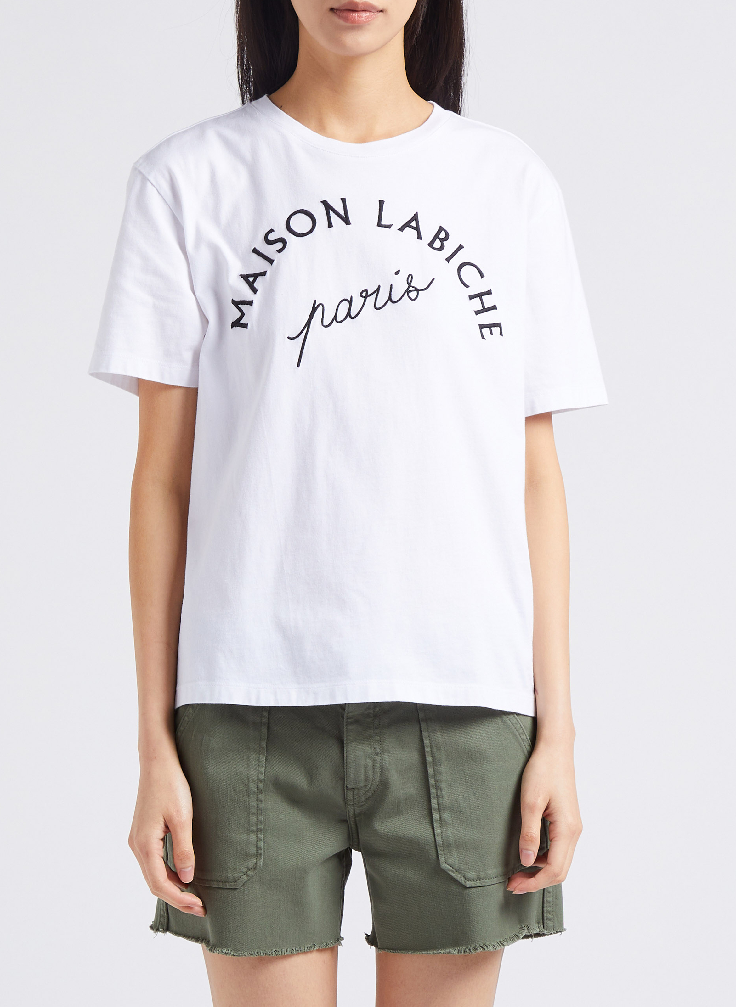 Gerade geschnittenes T-Shirt aus Bio-Baumwolle mit Stickerei MAISON LABICHE Weiss