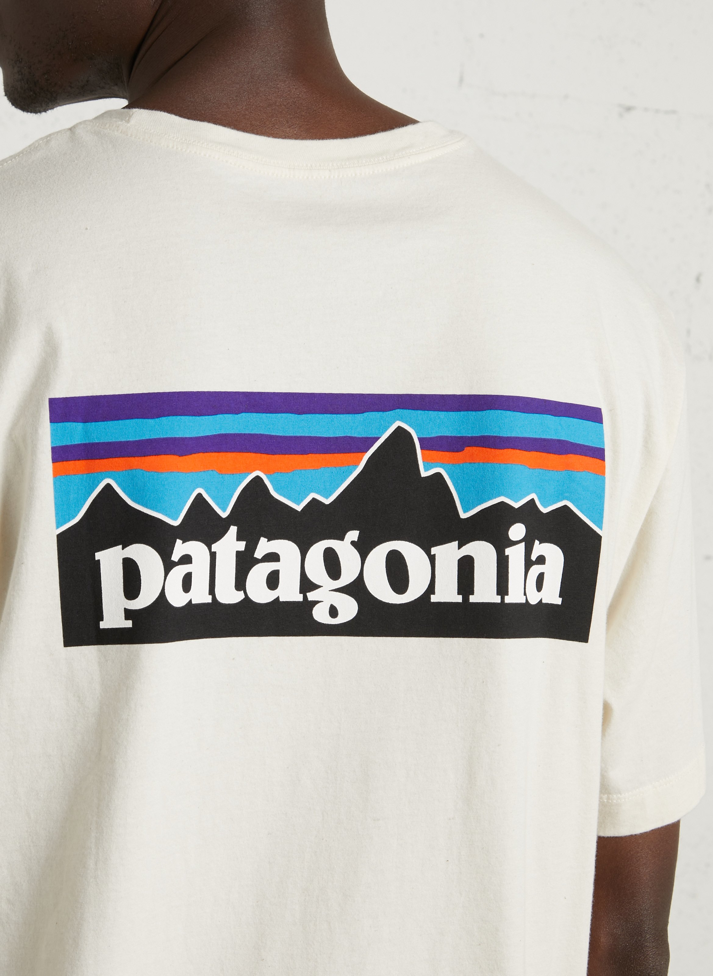 Oversized round neck T-shirt in organic cotton with screen printing PATAGONIA Beige