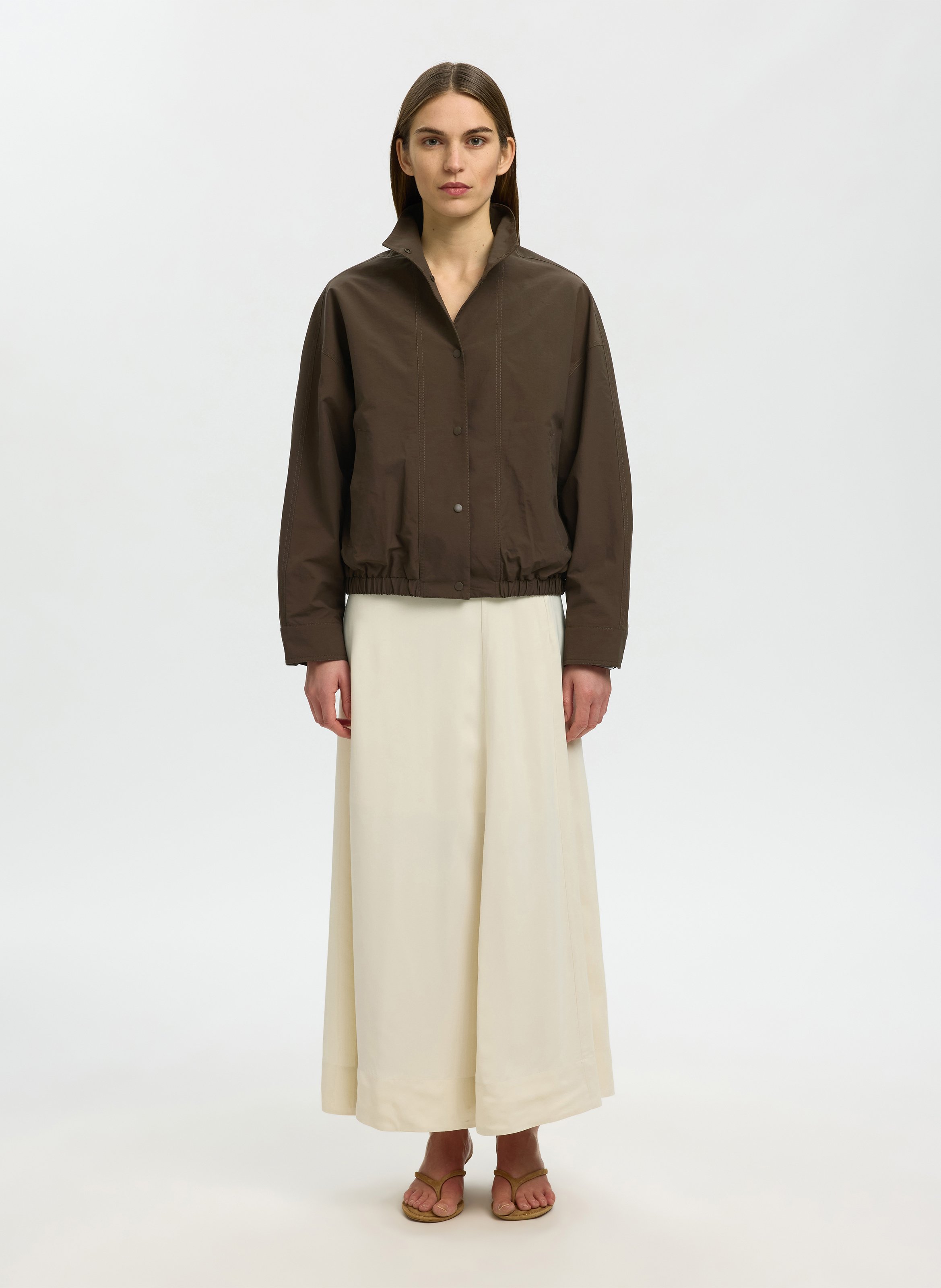 Straight high-neck jacket SELECTED Brown