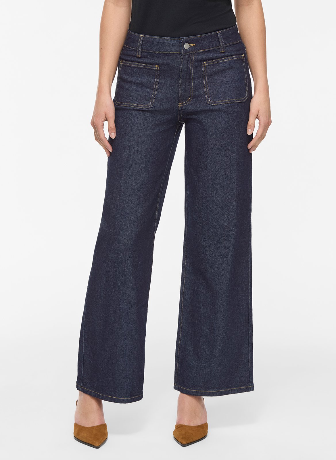 Wide-leg cotton-blend jeans VILA Blue
