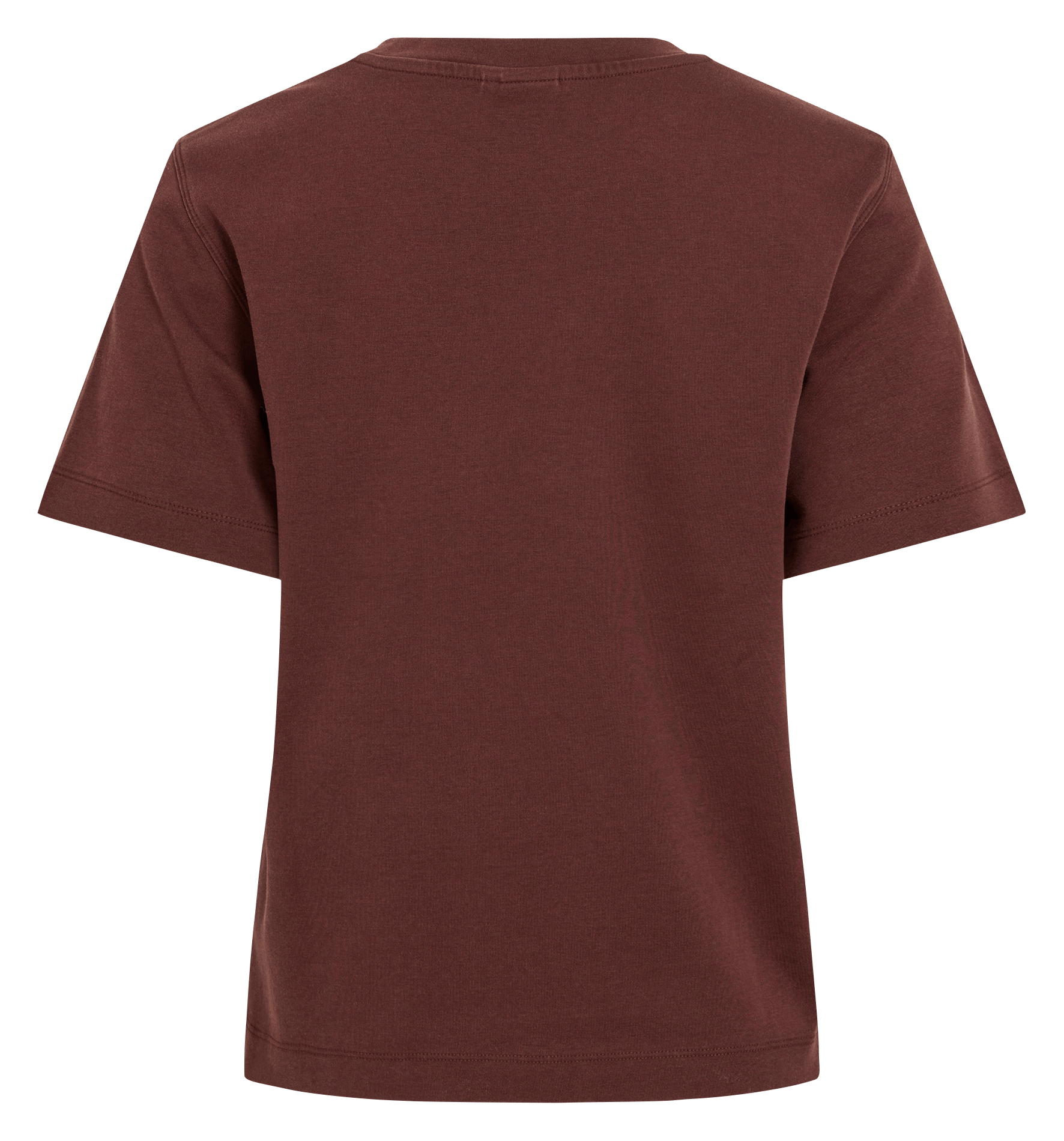 Rechte ronde hals T-shirt van biologisch katoen | Bruin ROUGE EDIT Dames
