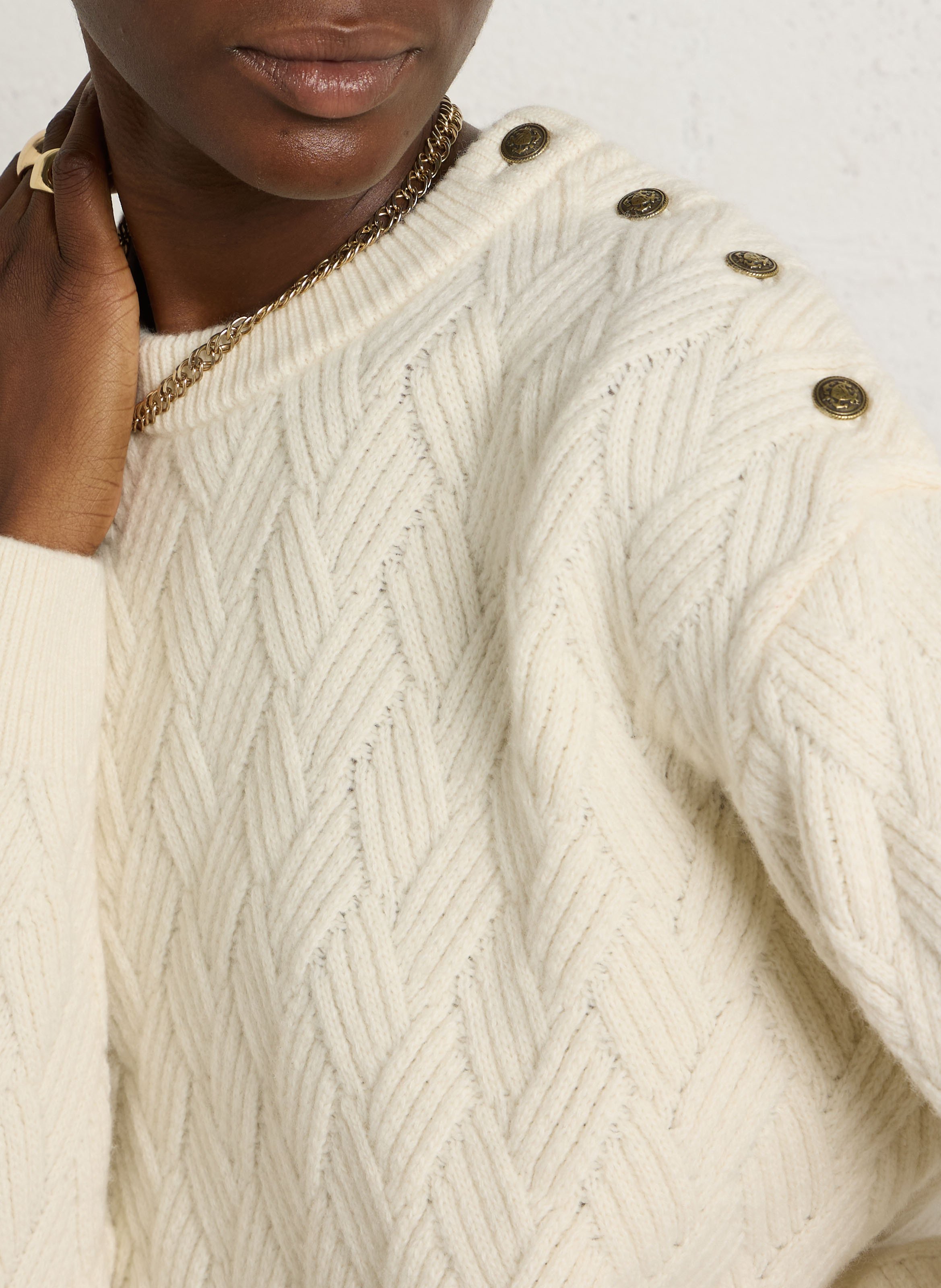 Pull oversize col rond en laine mélangée ARMOR LUX Beige