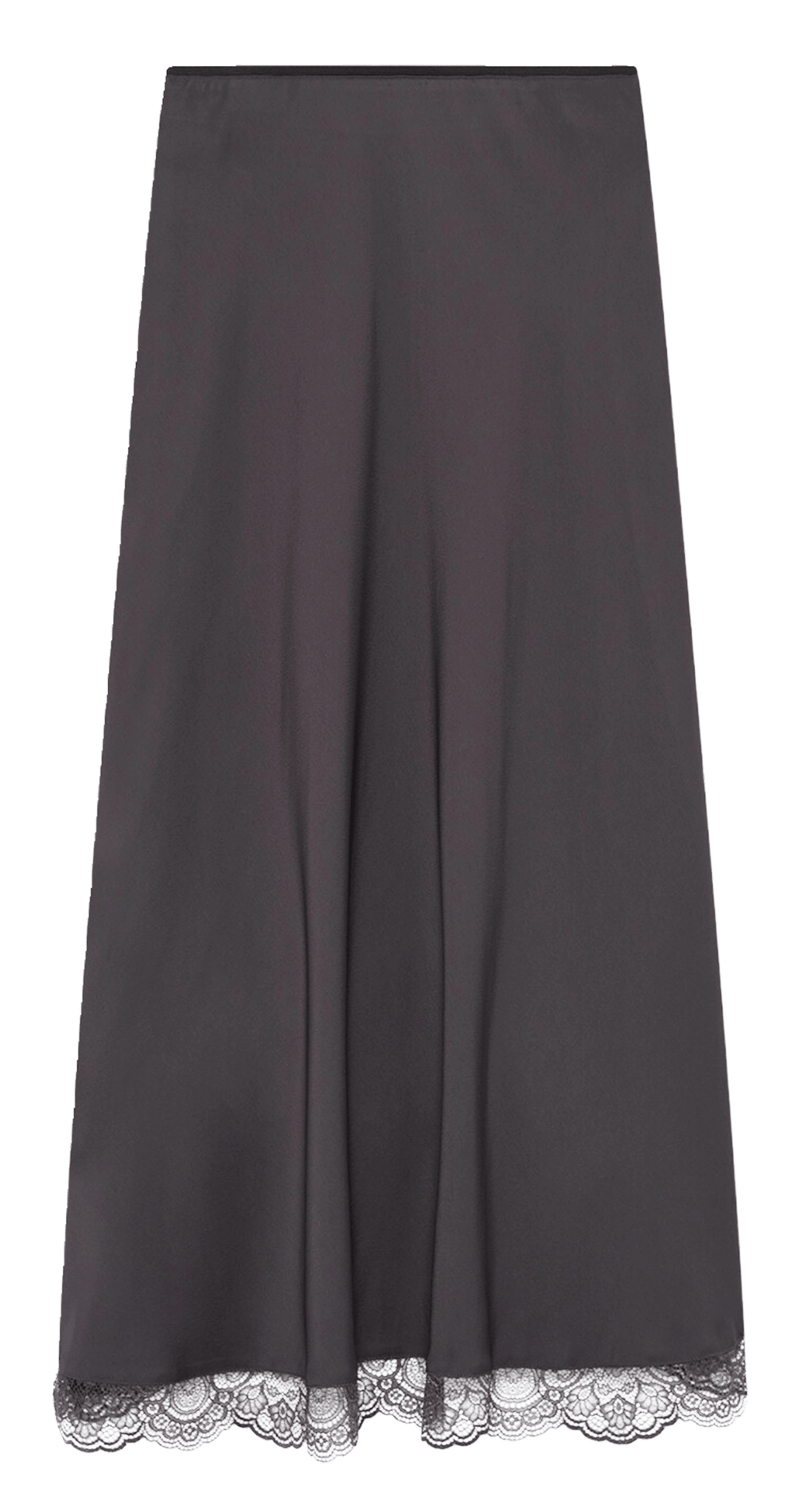 Solid long skirt with lace detail CAROLL Grey