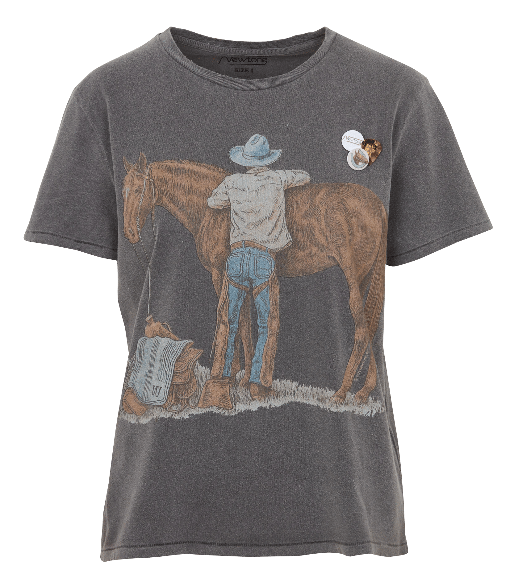 T-shirt droit à détails badges en coton NEWTONE Gris
