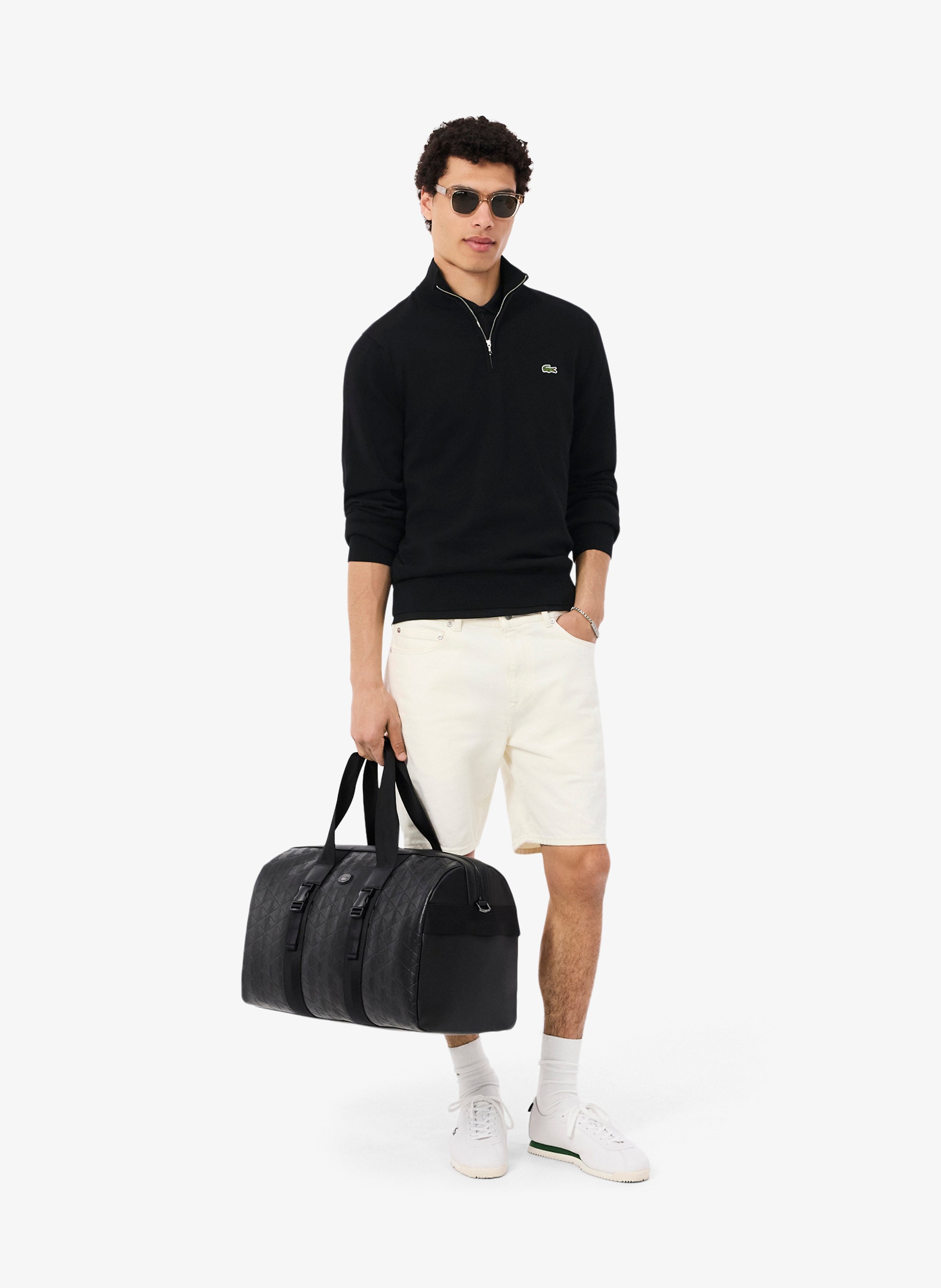 Trui met kraag met rits LACOSTE Zwart