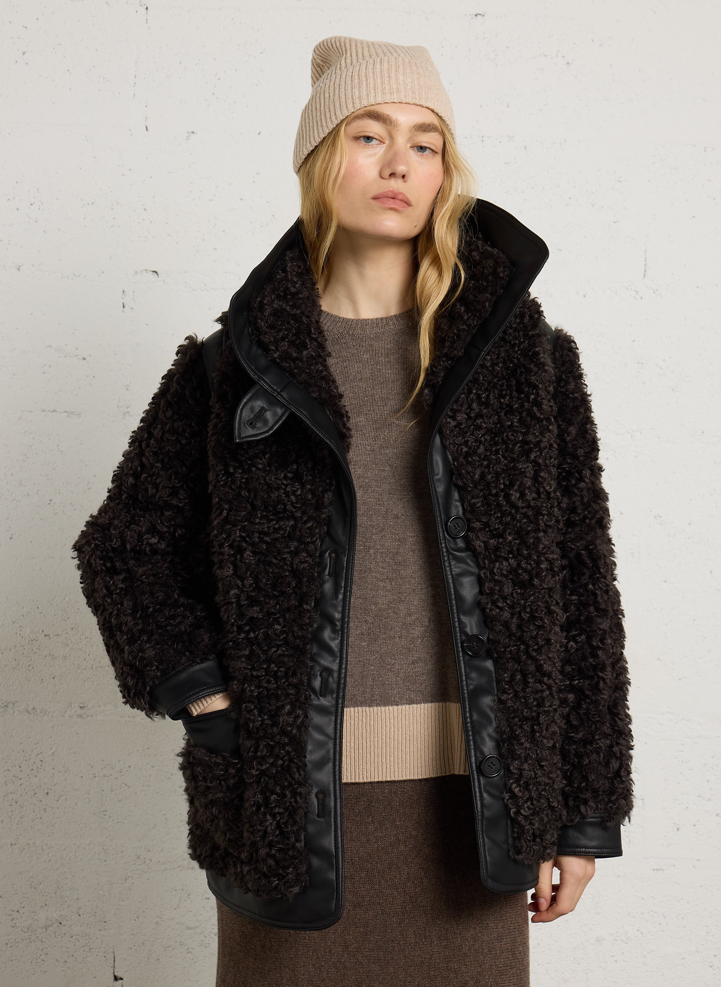 Veste droite col montant LEON & HARPER Noir