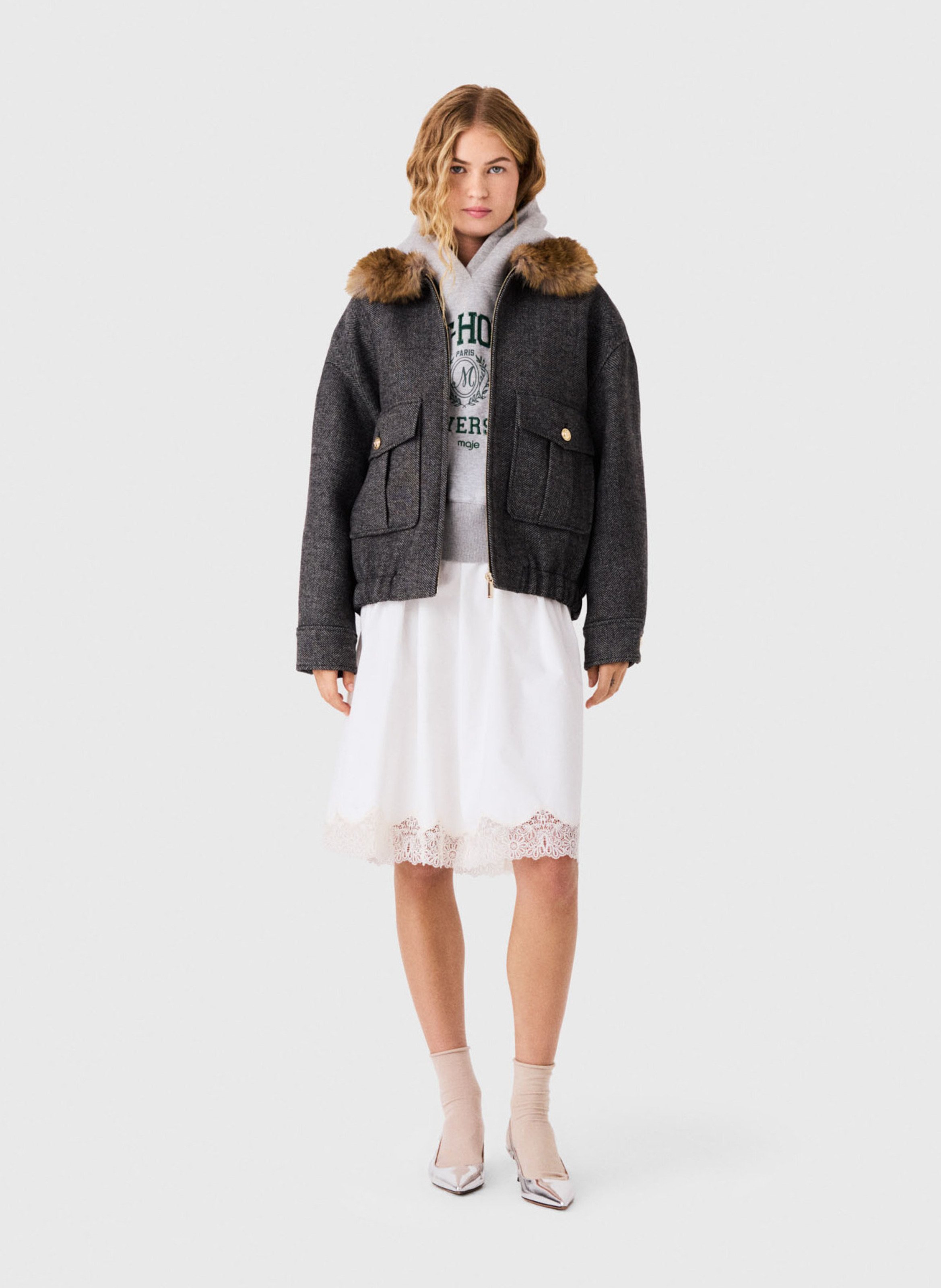 Oversized wool-blend jacket MAJE Grey