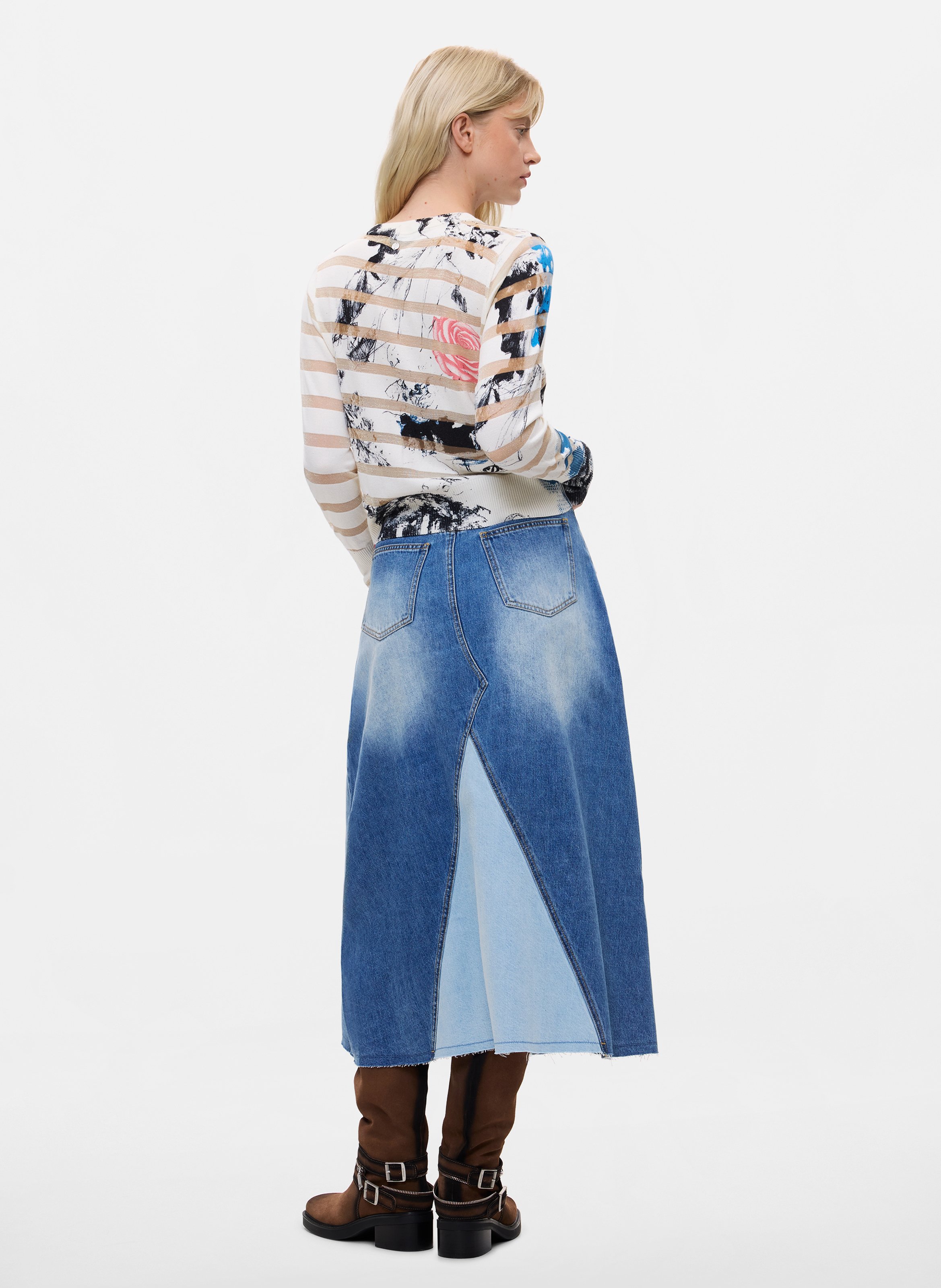 Pull droit col rond imprimé | Blanc DESIGUAL Femme