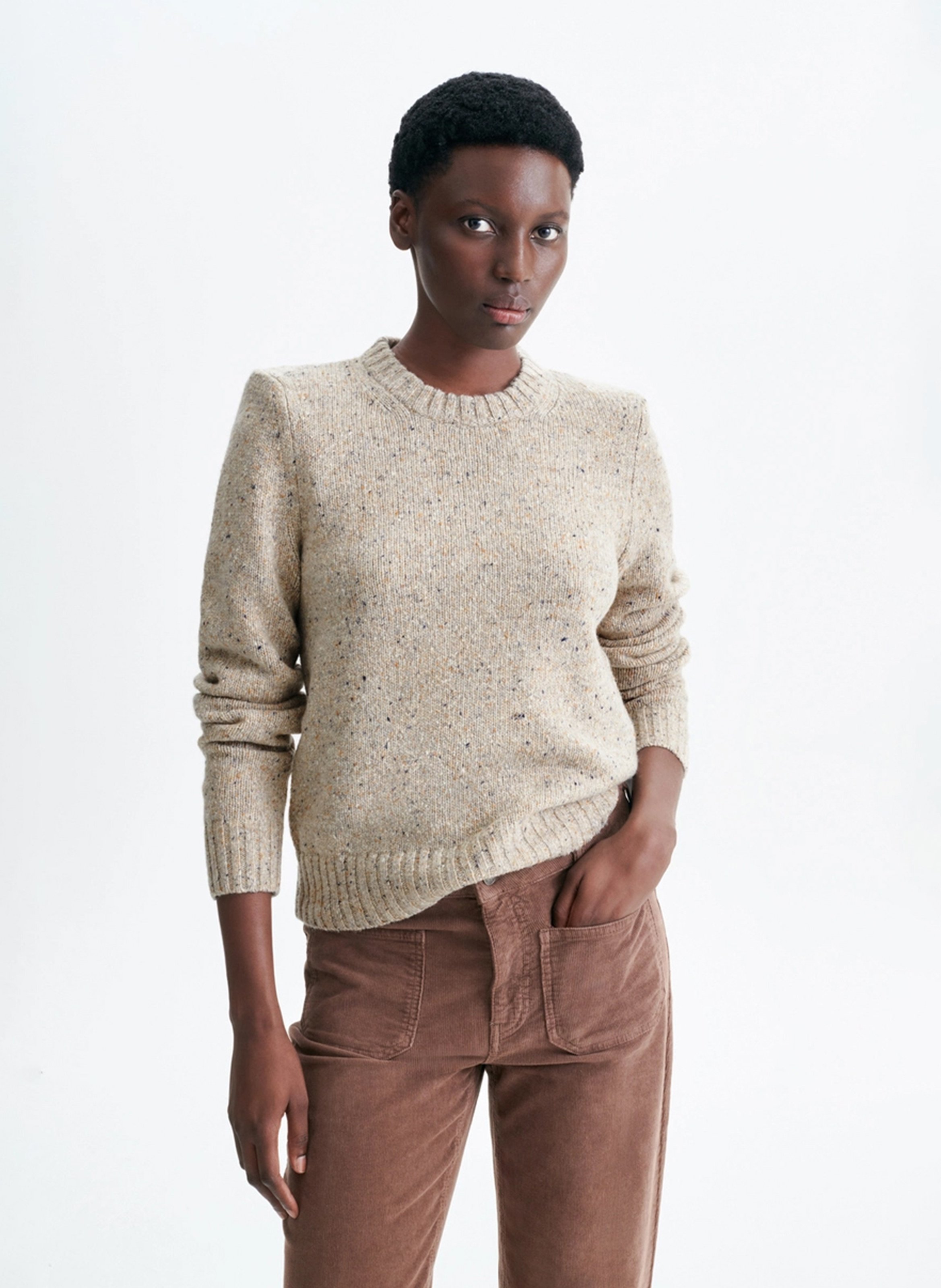 Pullover - mit Rundhalsausschnitt, melierter Strick VANESSA BRUNO Beige