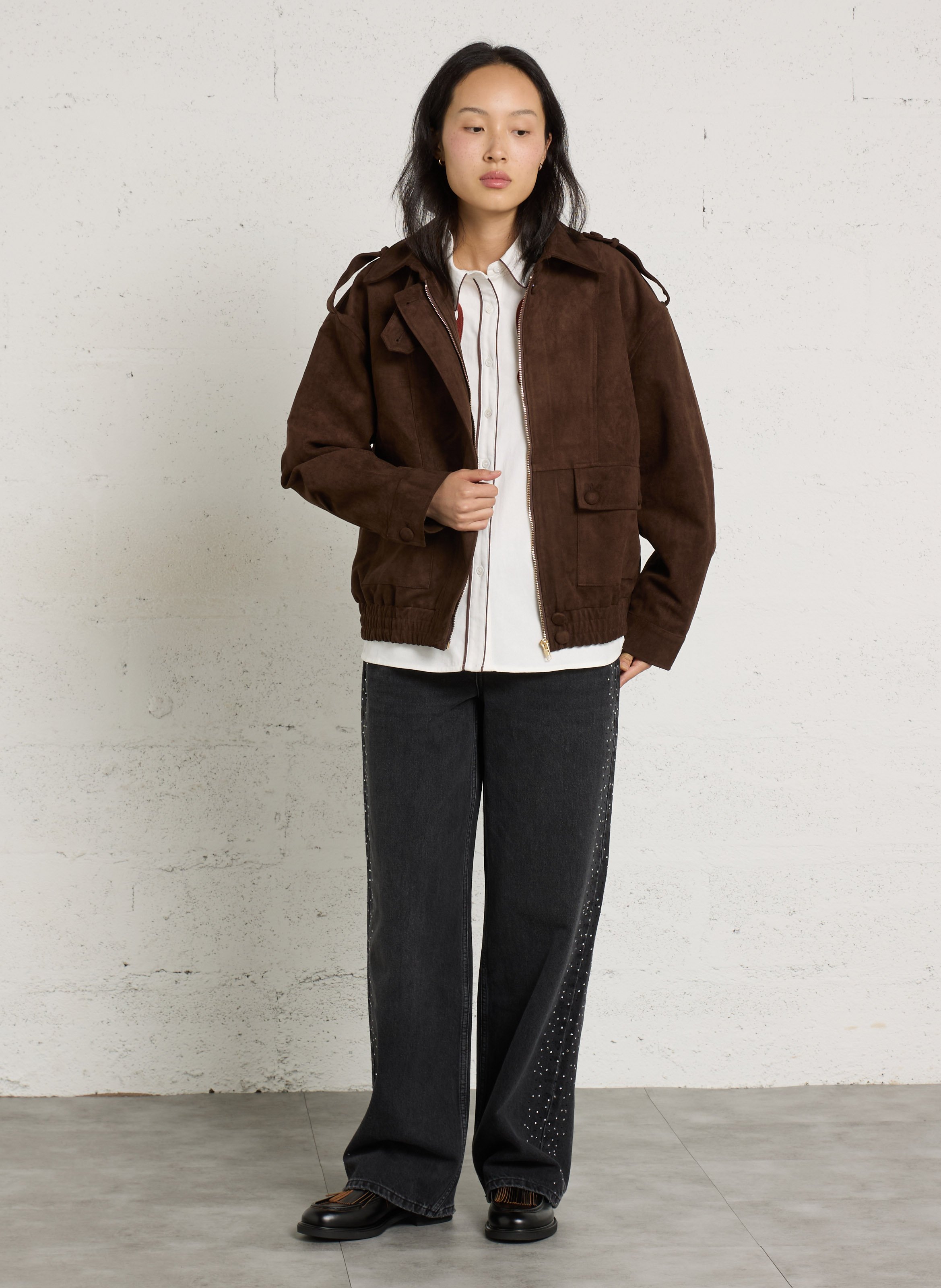 Oversized suede jacket LA PETITE ETOILE Brown