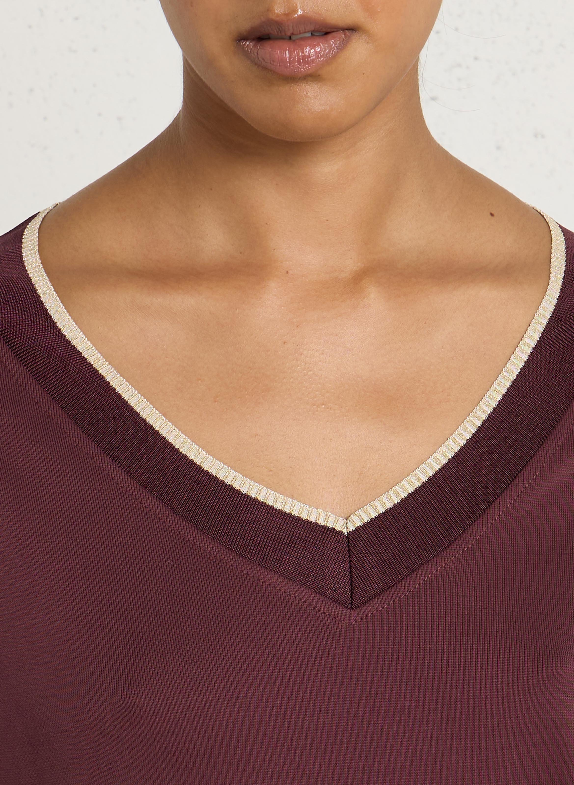 T-Shirt mit 3/4-Ärmeln und V-Ausschnitt LE TEMPS DES CERISES Rot