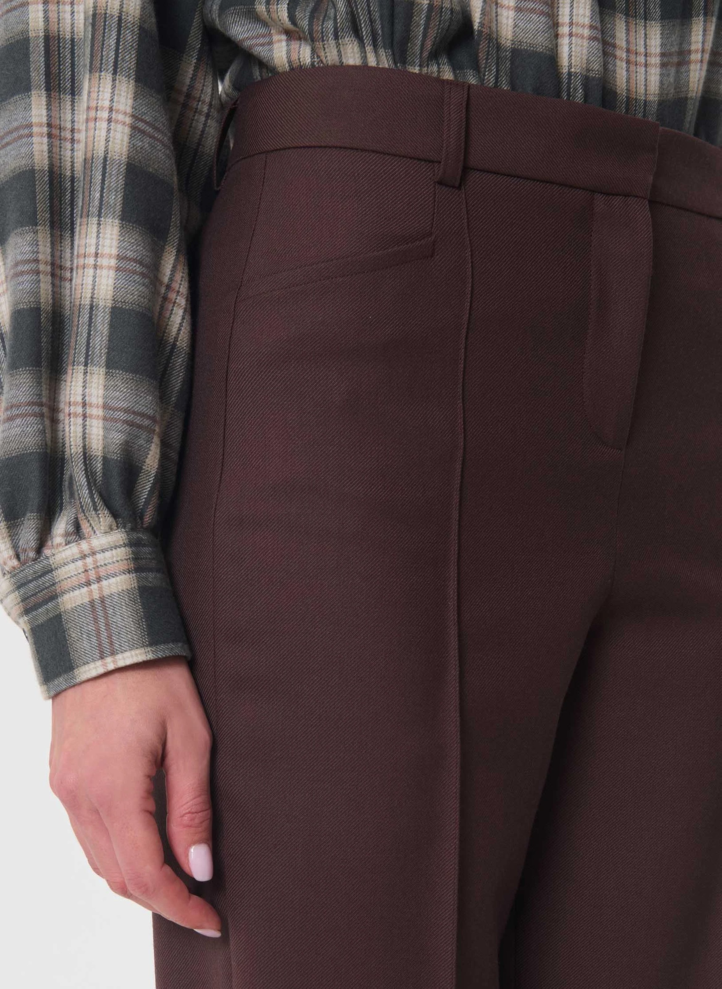 Pantalon flare taille haute TARA JARMON Marron
