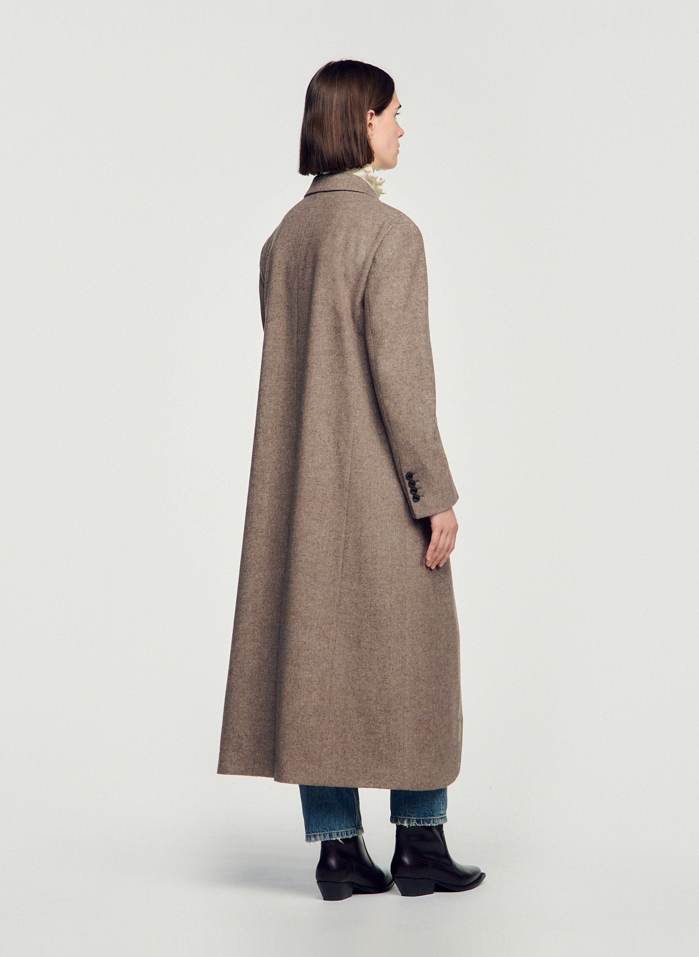 Wollmix-Mantel mit Reverskragen SANDRO Beige