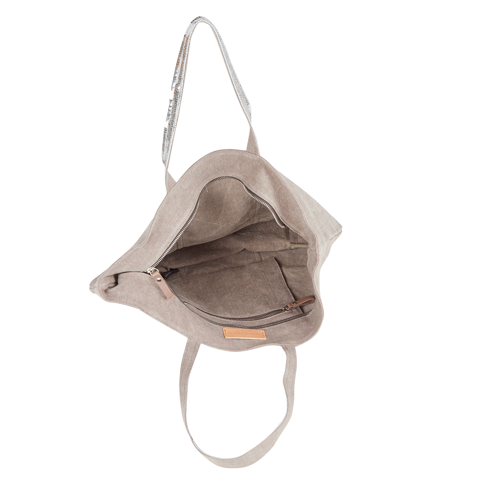 Cabas L brodé avec sequins en lin VANESSA BRUNO Beige