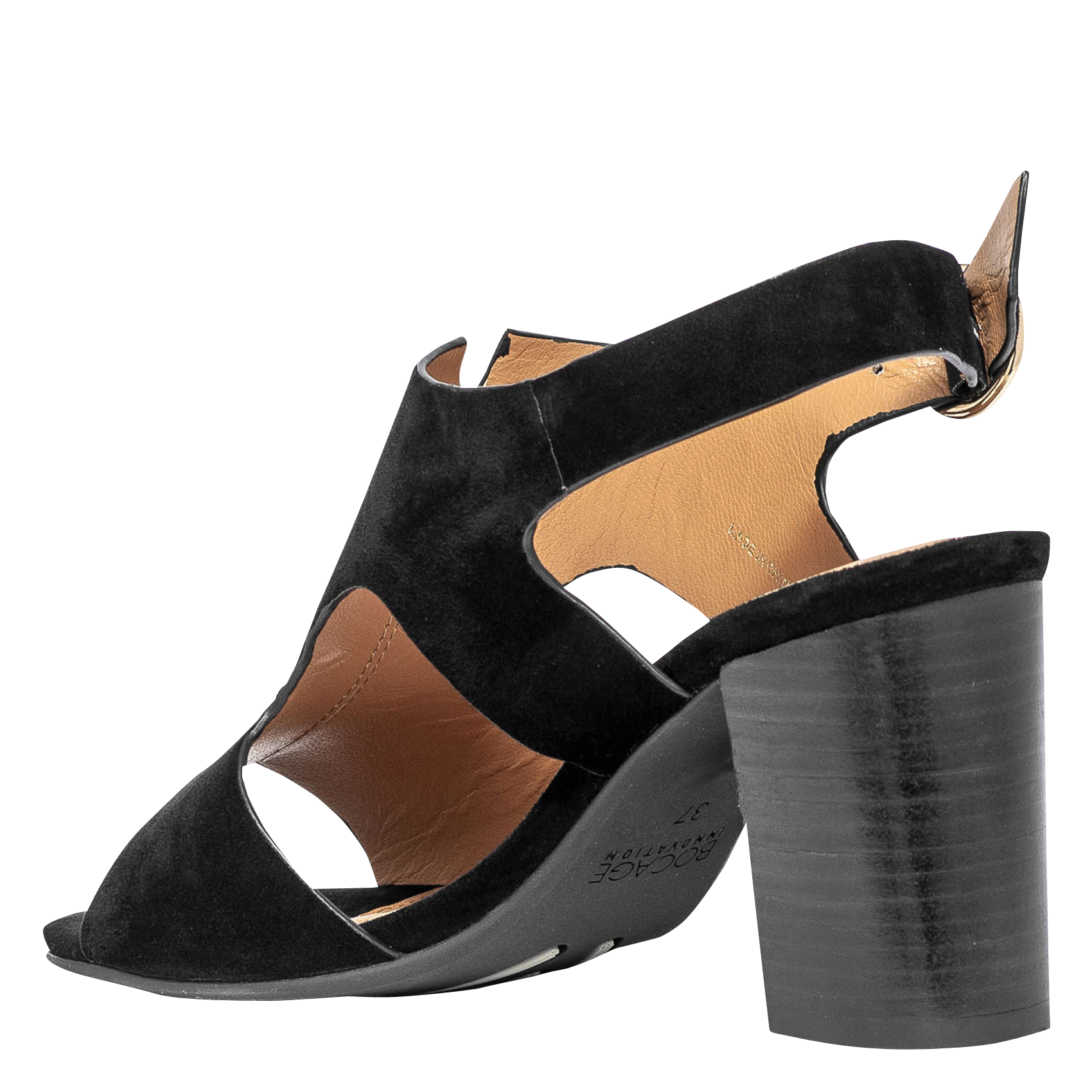 Sandales à talon en cuir velours BOCAGE Noir