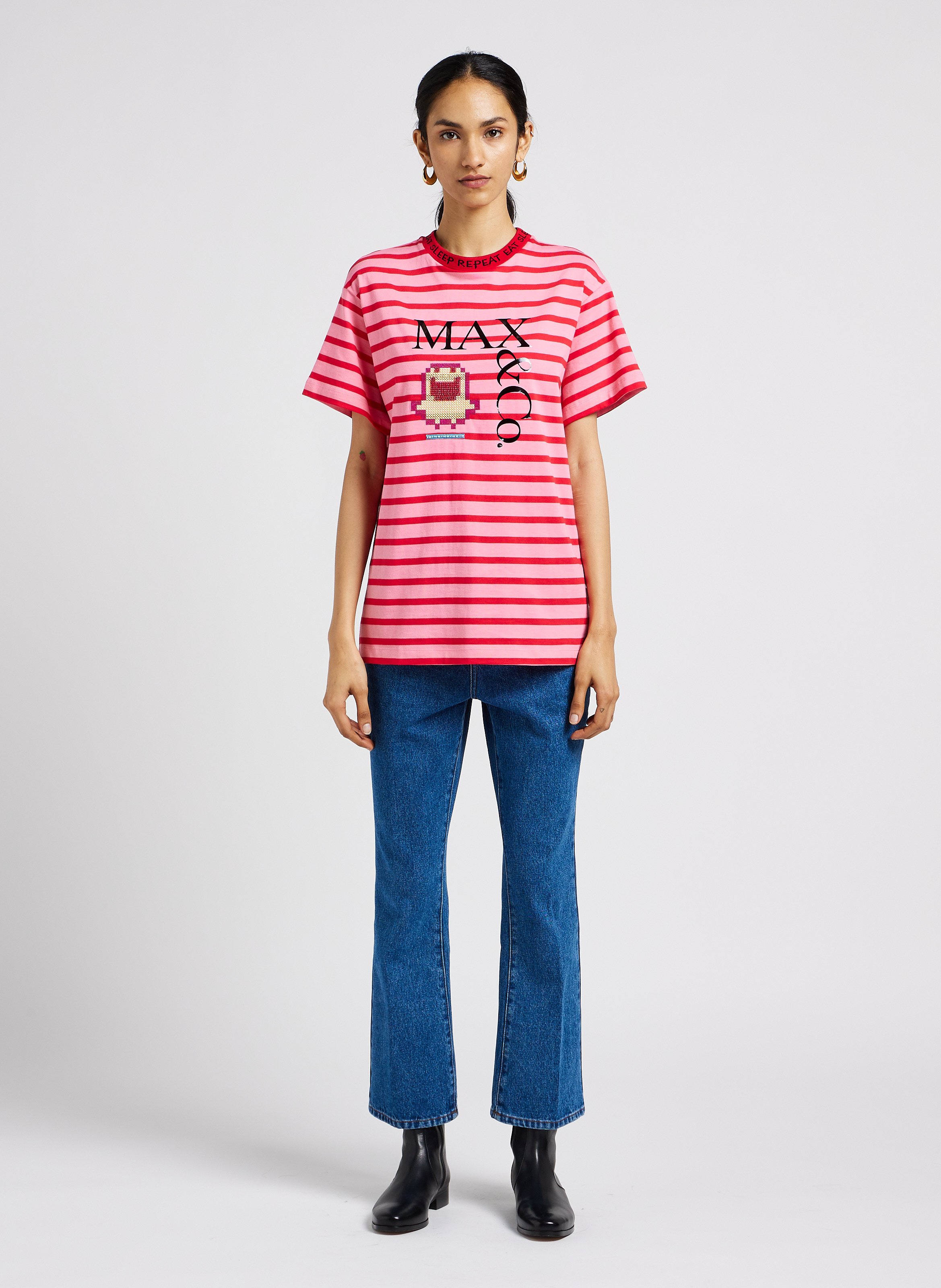 Tee-shirt col rond ample en coton  MAX&amp;Co. Rose
