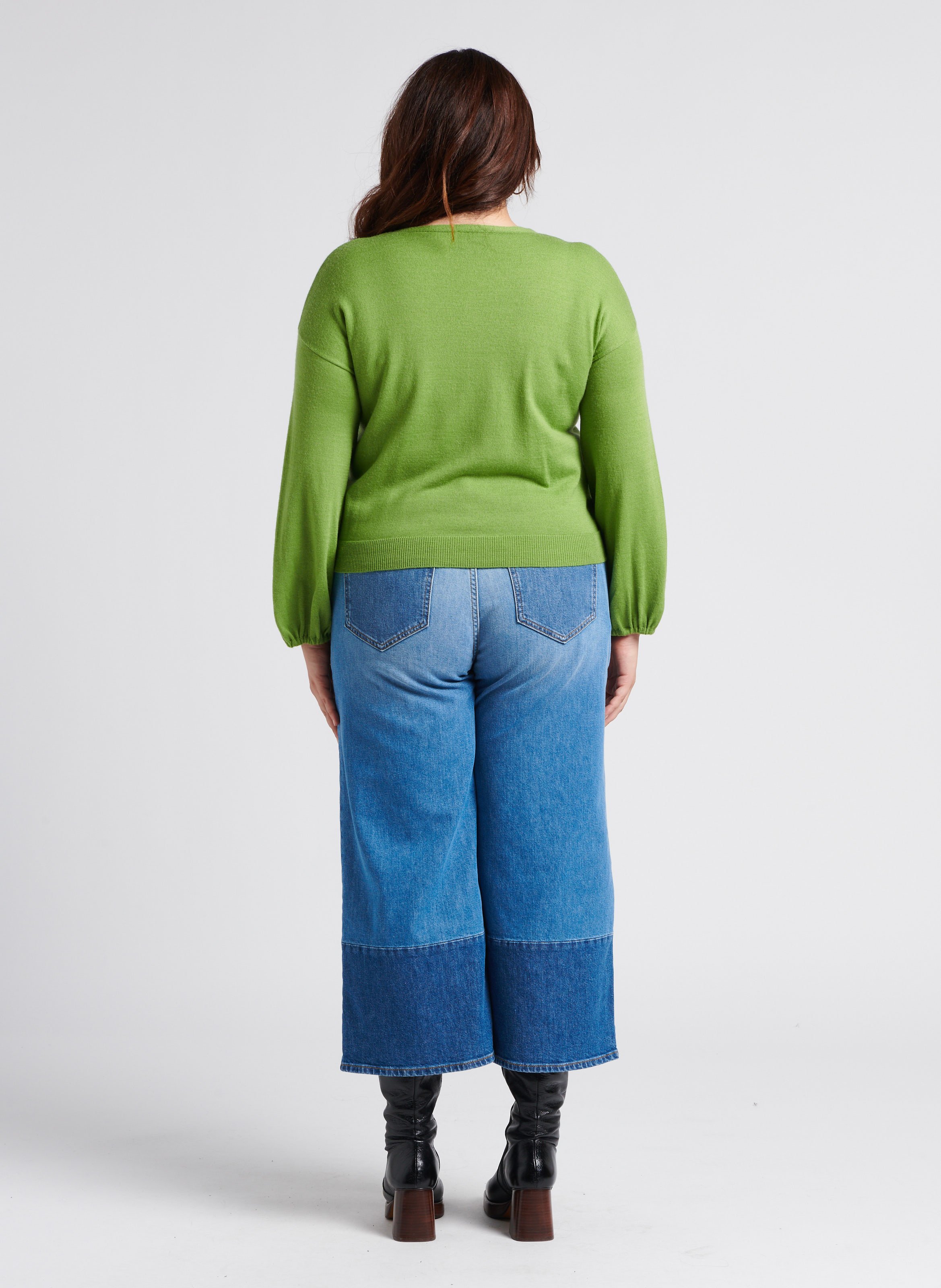 Round-neck wool-blend cardigan PERSONA by Marina Rinaldi Green