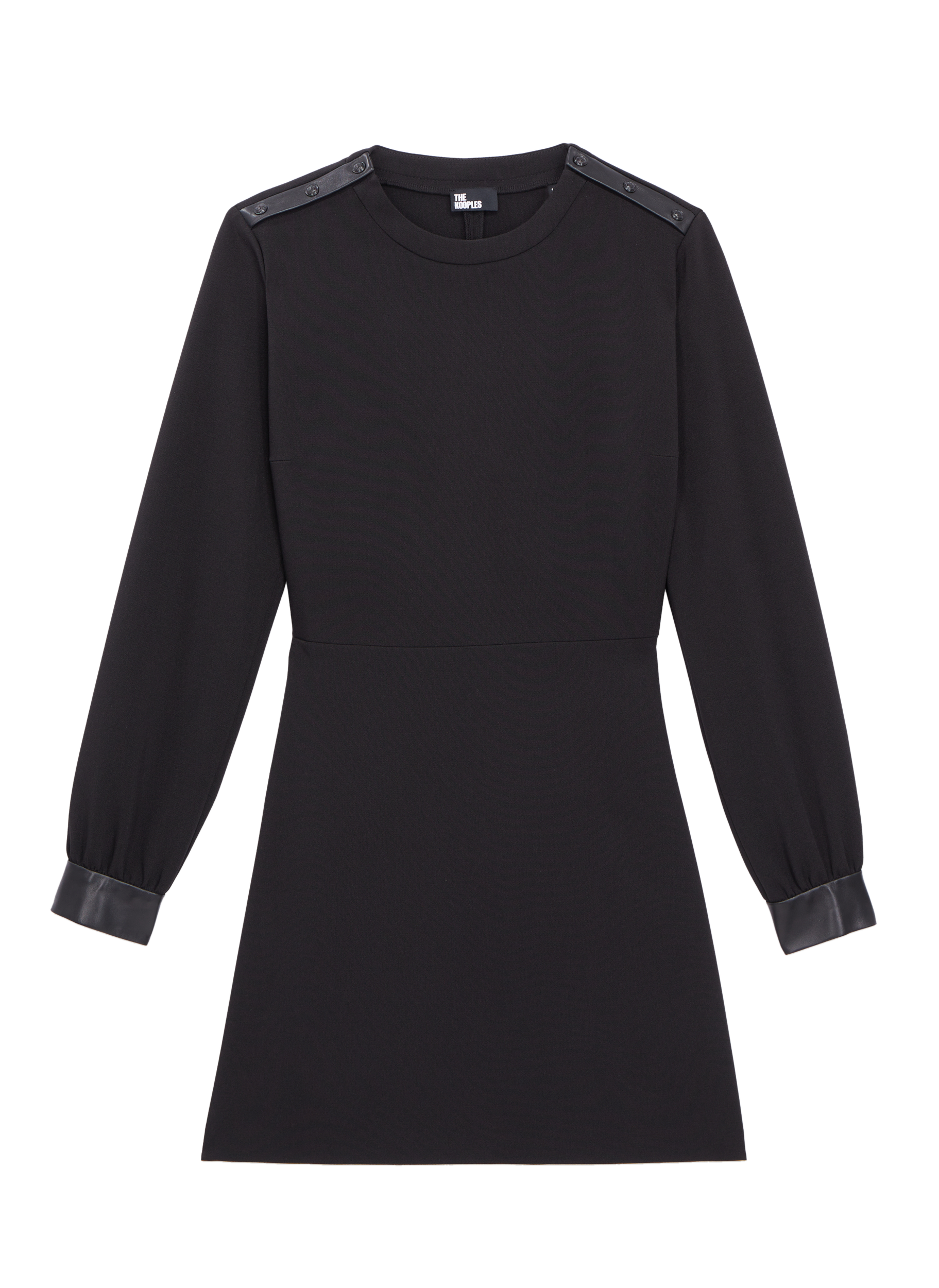 Short buttoned round-neck crepe dress THE KOOPLES Black