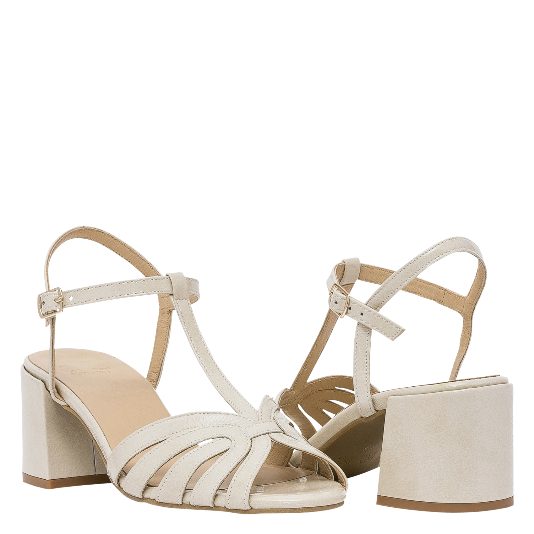 Ledersandalen mit mittelhohem Absatz BOCAGE Weiss