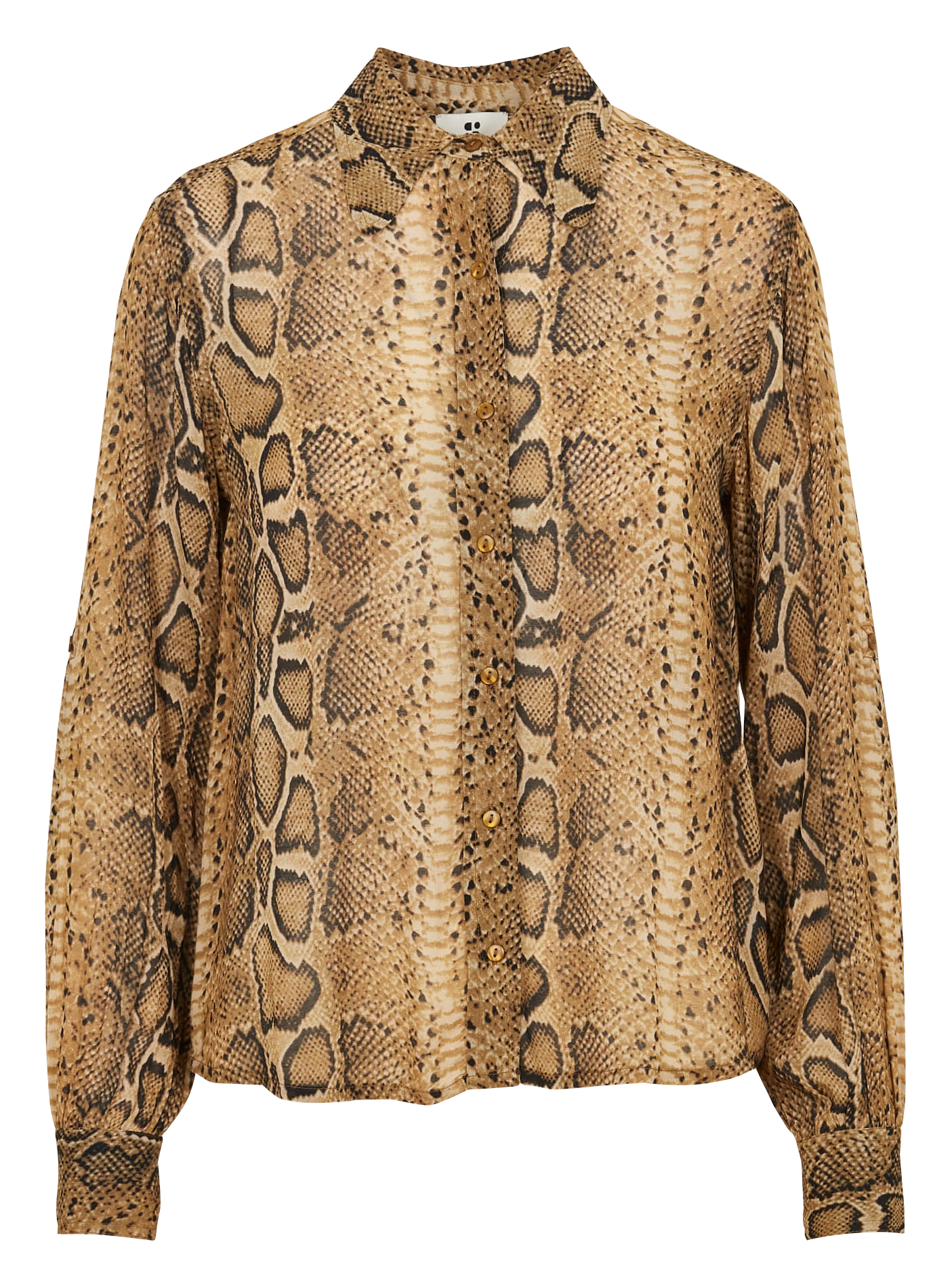 Bluse mit klassischem Kragen und Python-Print SWILDENS Beige