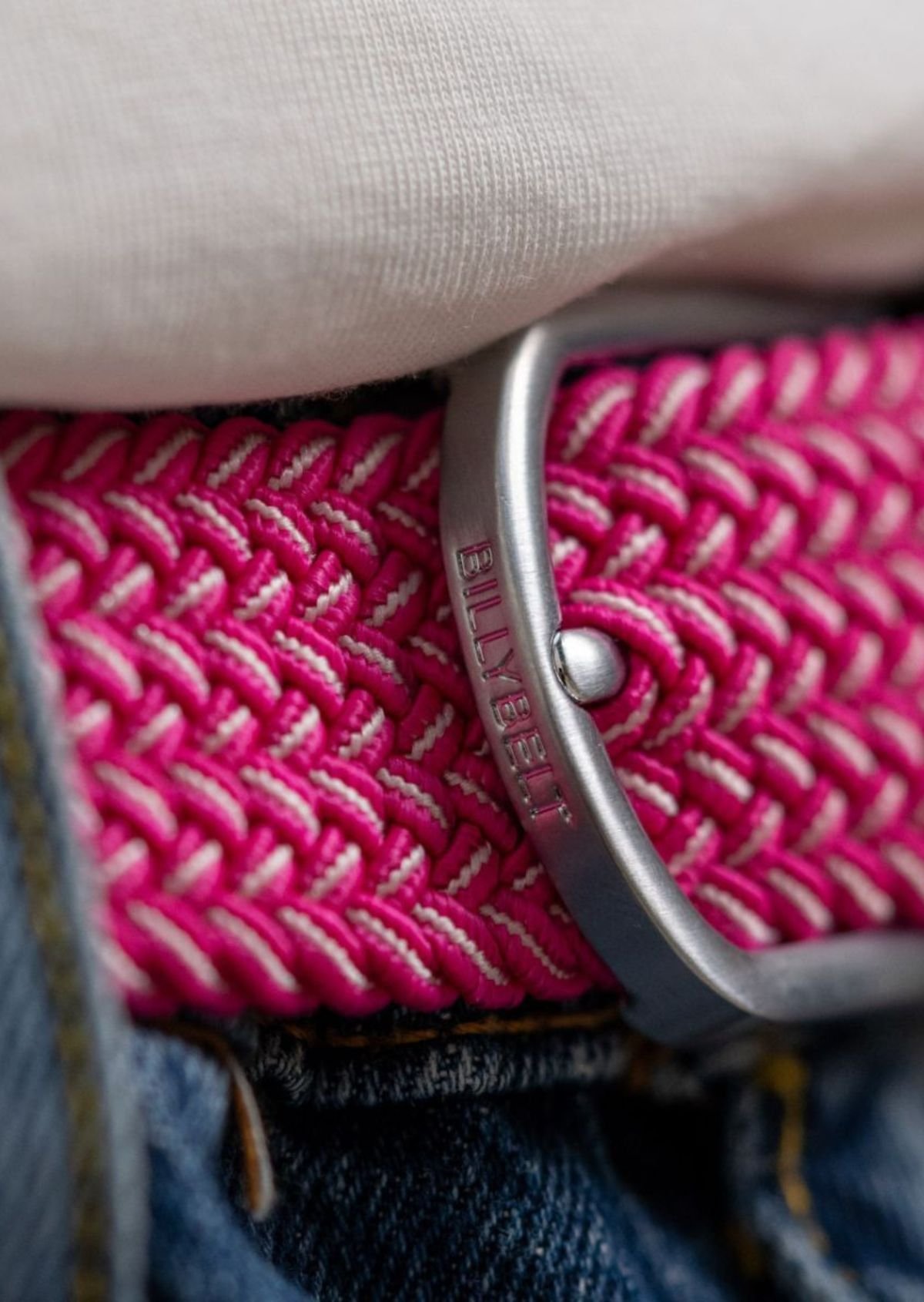 Multicolored braided elastic belt BILLYBELT Pink