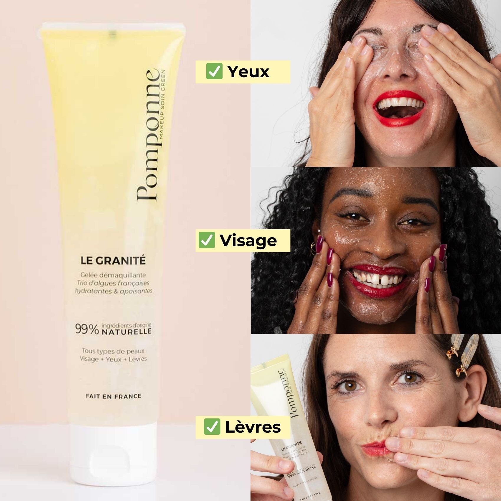 Granité démaquillant - Visage + yeux + lèvres POMPONNE No color