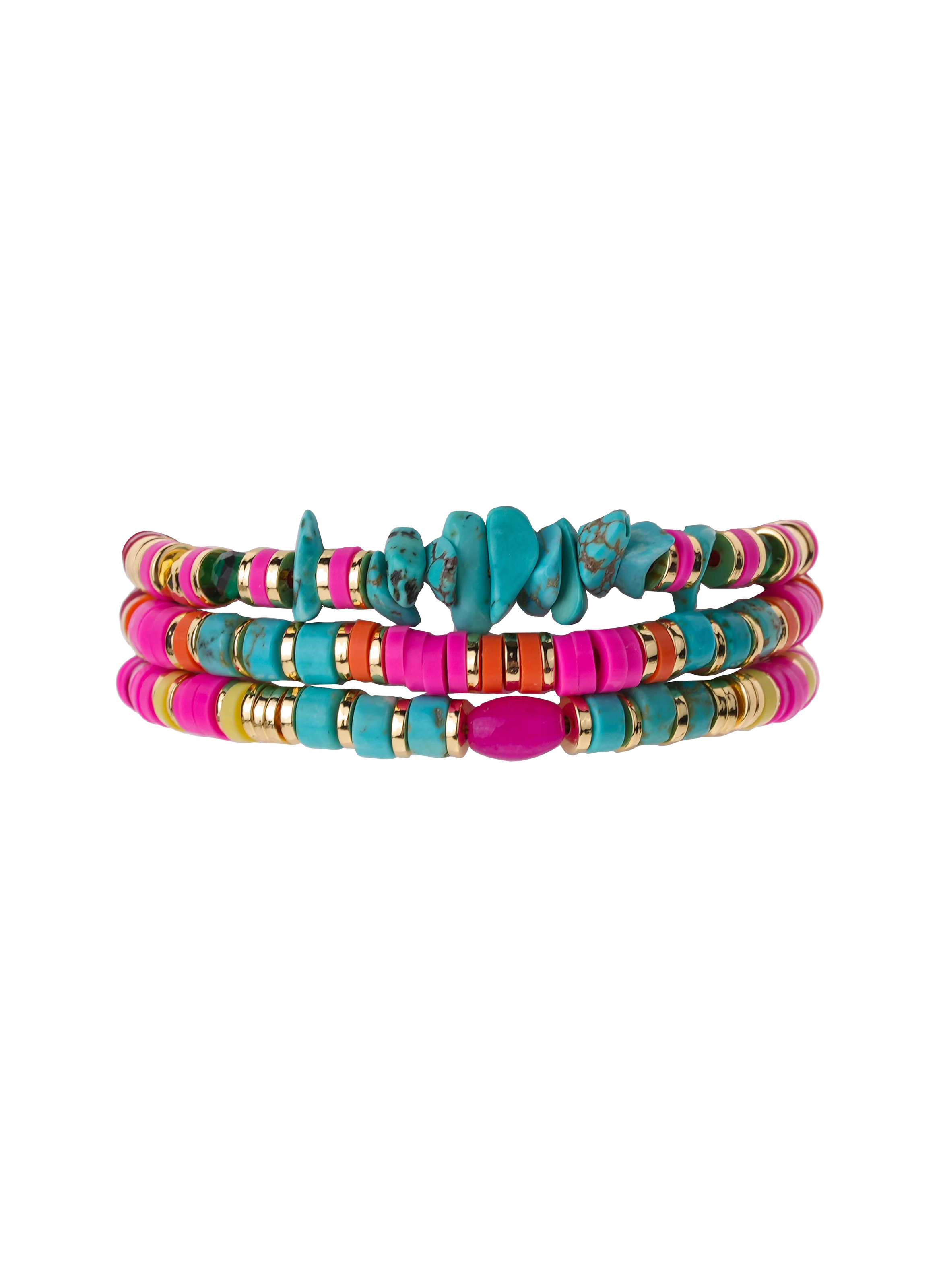 Adjustable multilayer bracelet with beads HIPANEMA Red