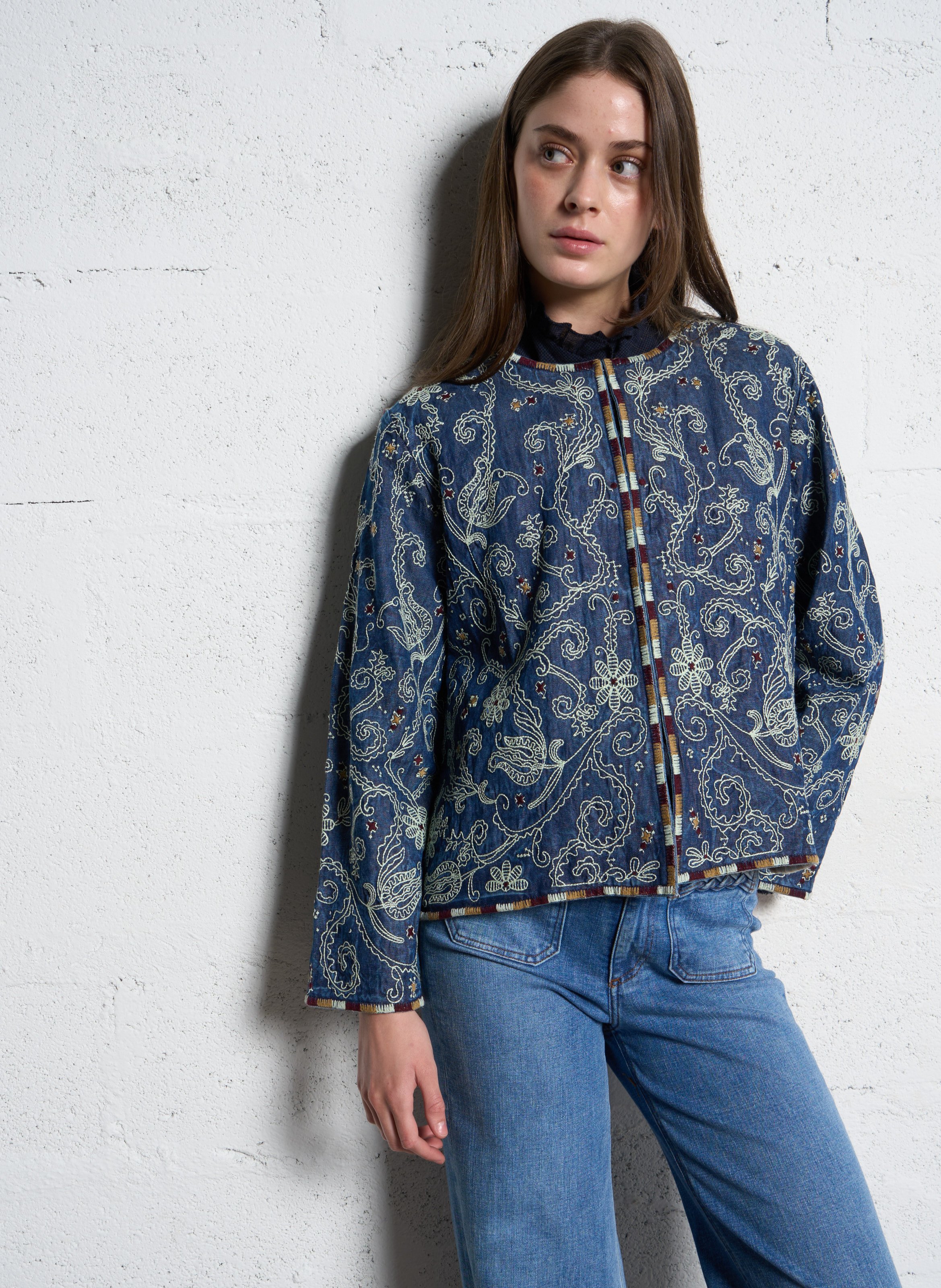 Round-neck cotton jacket MAISON HOTEL Blue