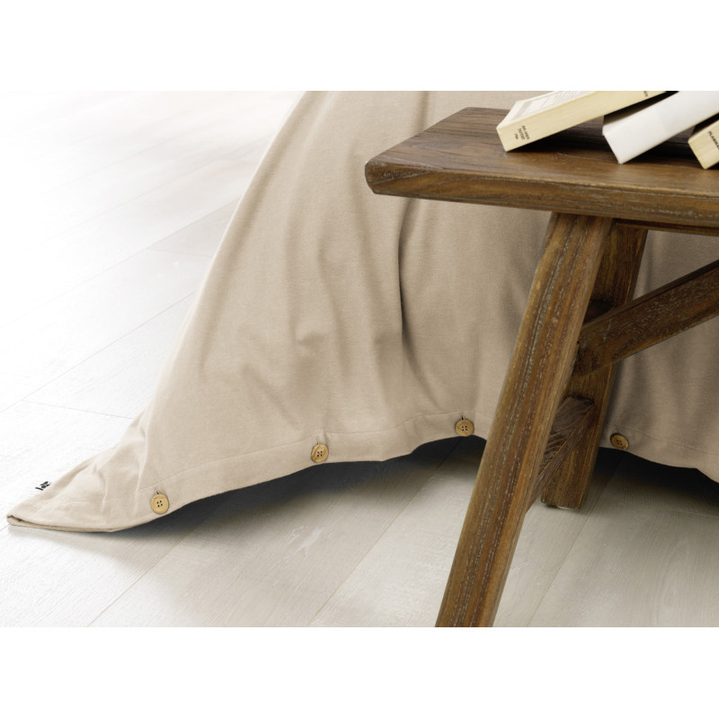 "Candice" duvet cover in cotton flannel, all sizes. L'EFFET PAPILLON Beige