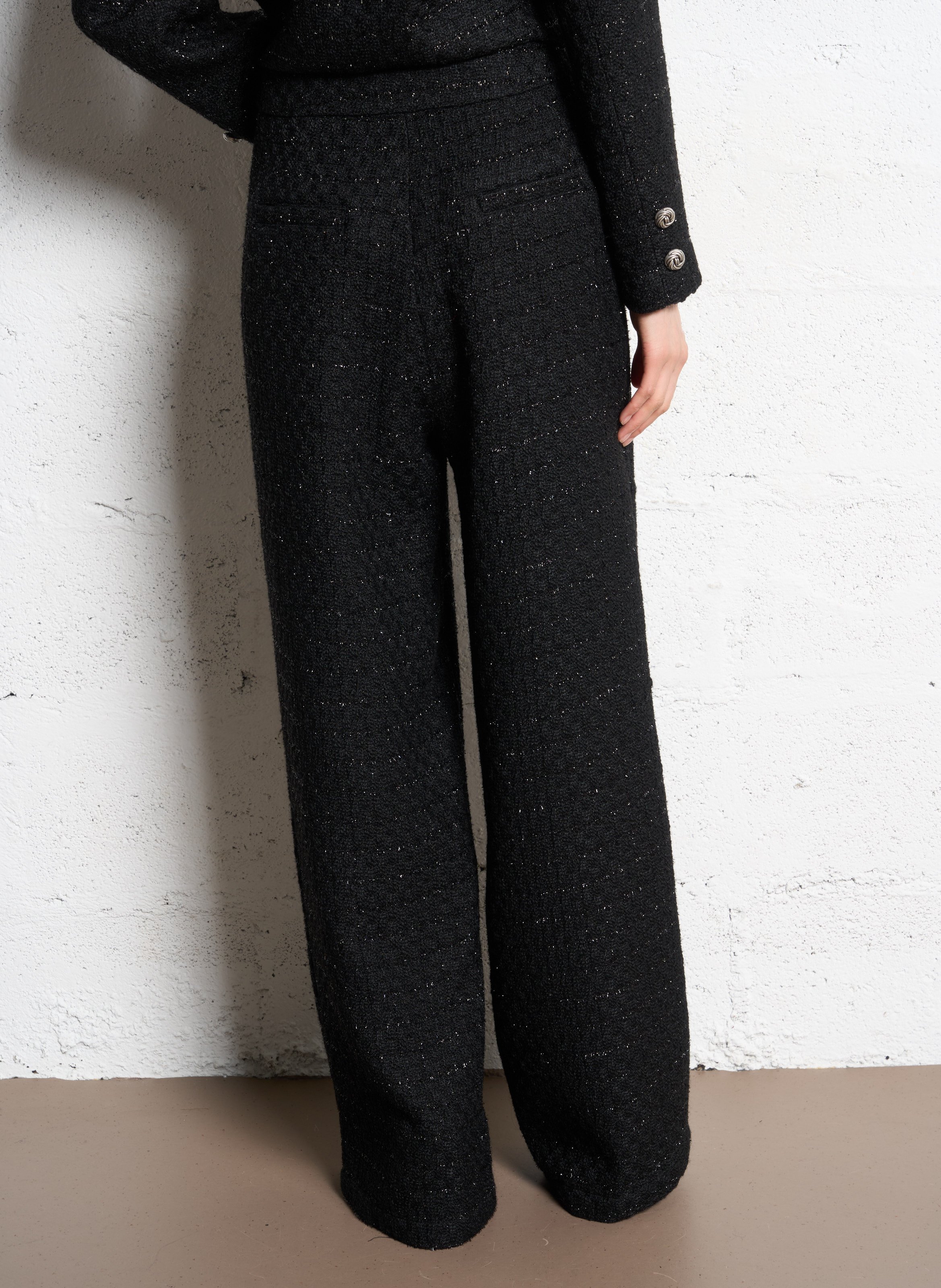 Pantalon large aspect tweed SUNCOO Noir