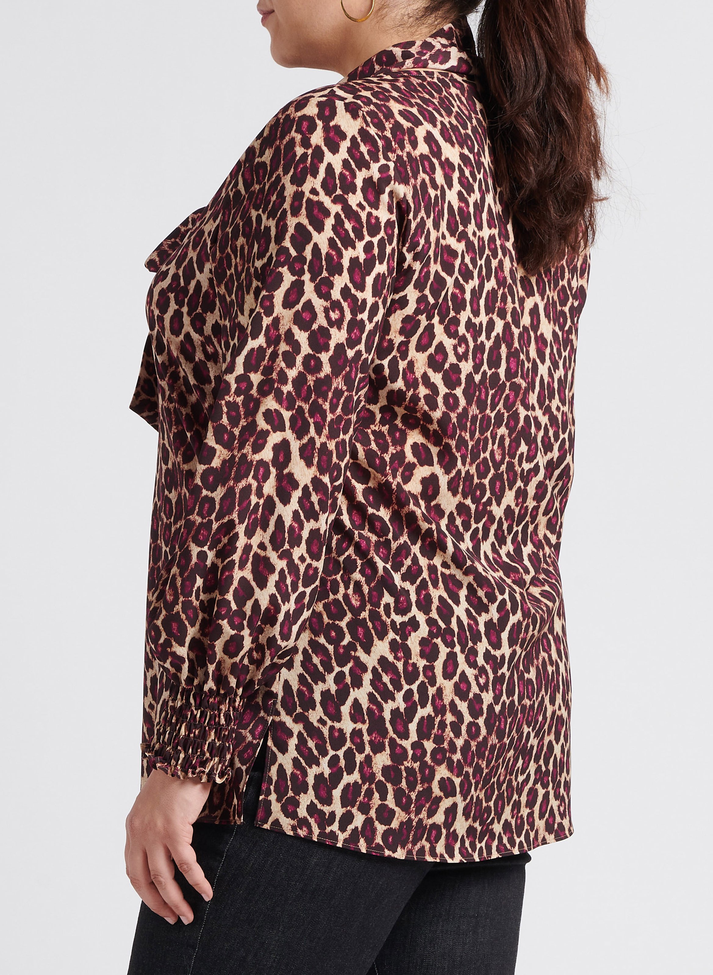 Leopard print V-neck blouse PERSONA by Marina Rinaldi Brown