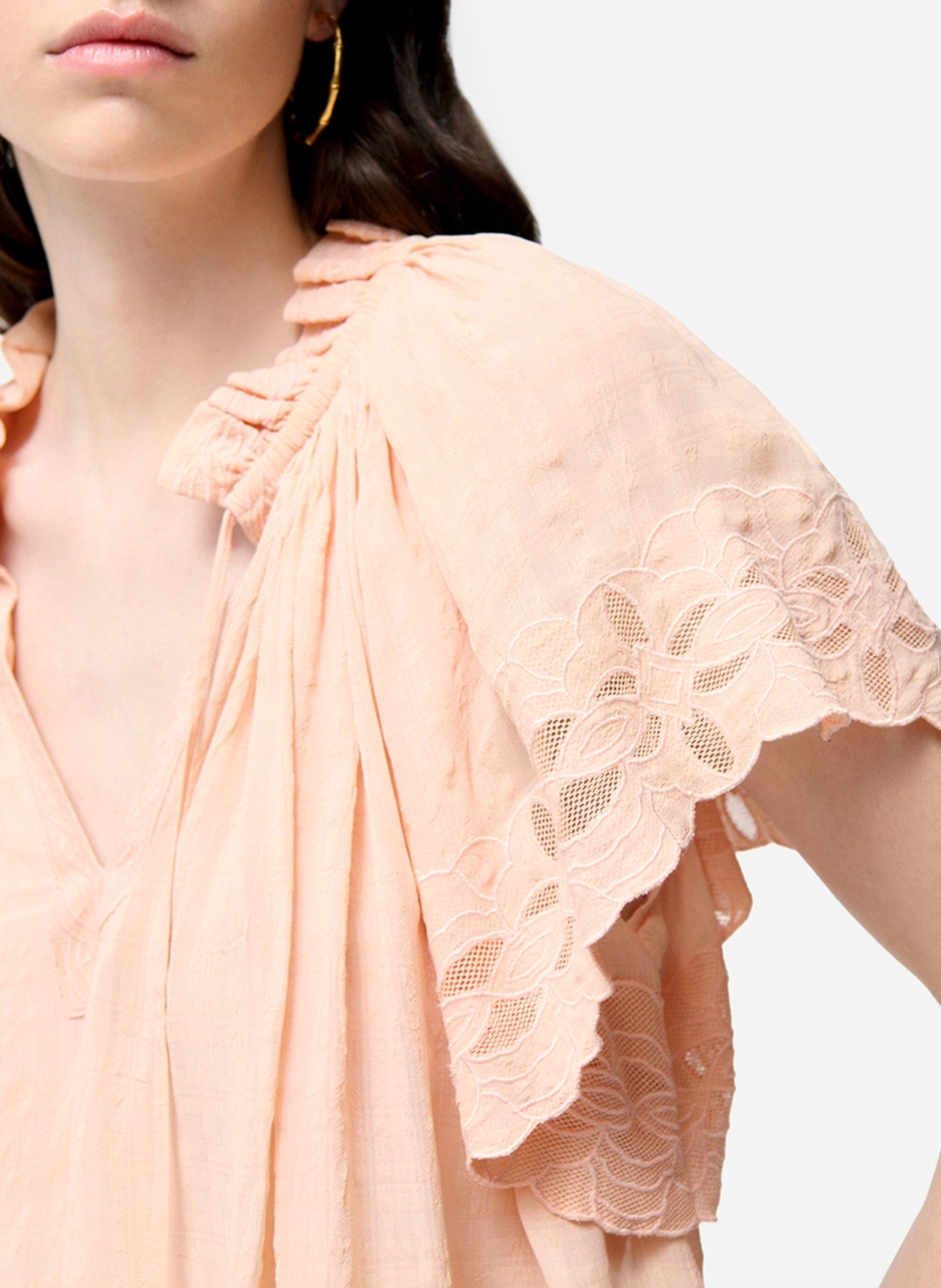 Round neck straight jacquard blouse VANESSA BRUNO Beige