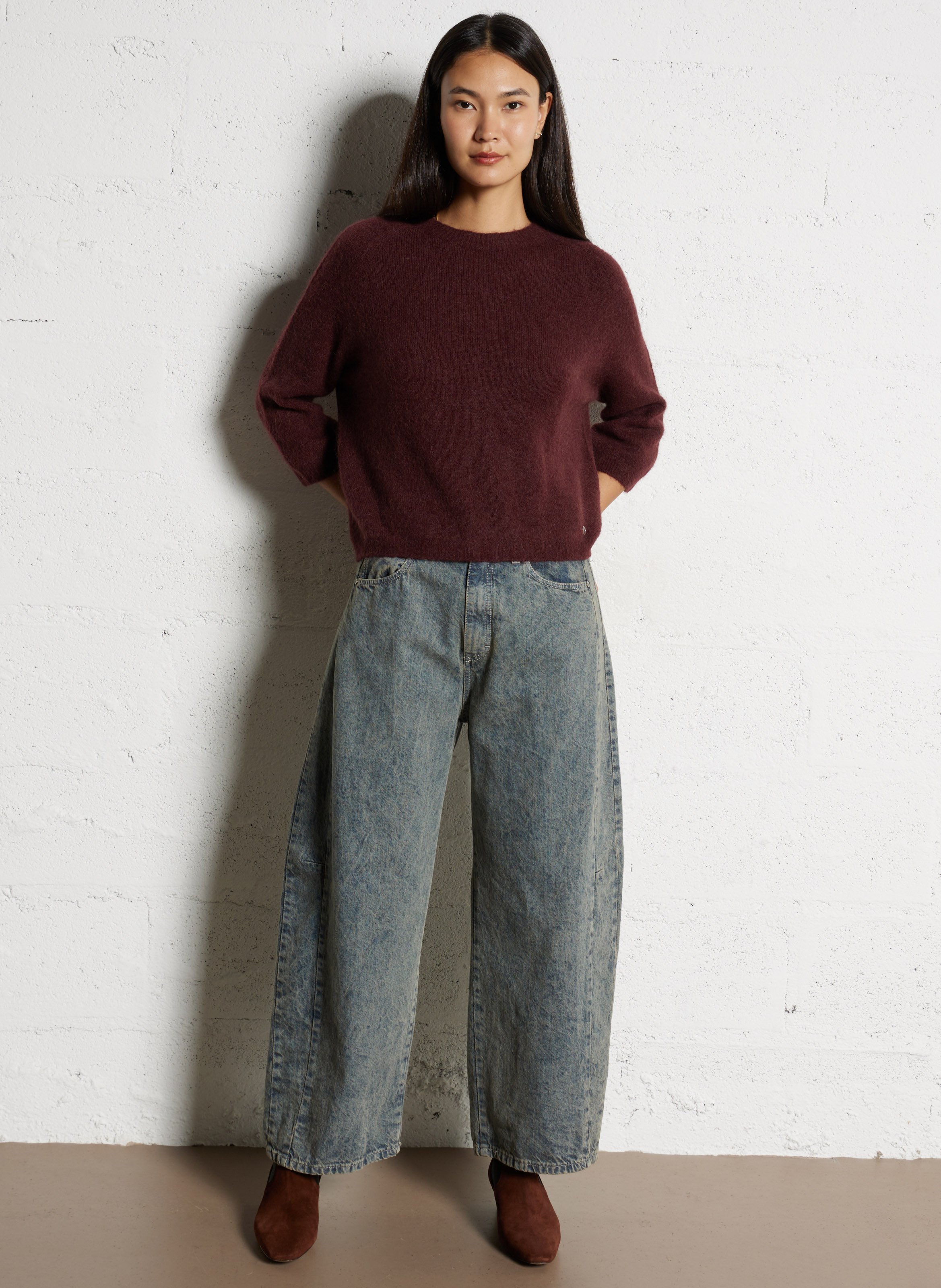 Pull col rond  PLEASE Rouge