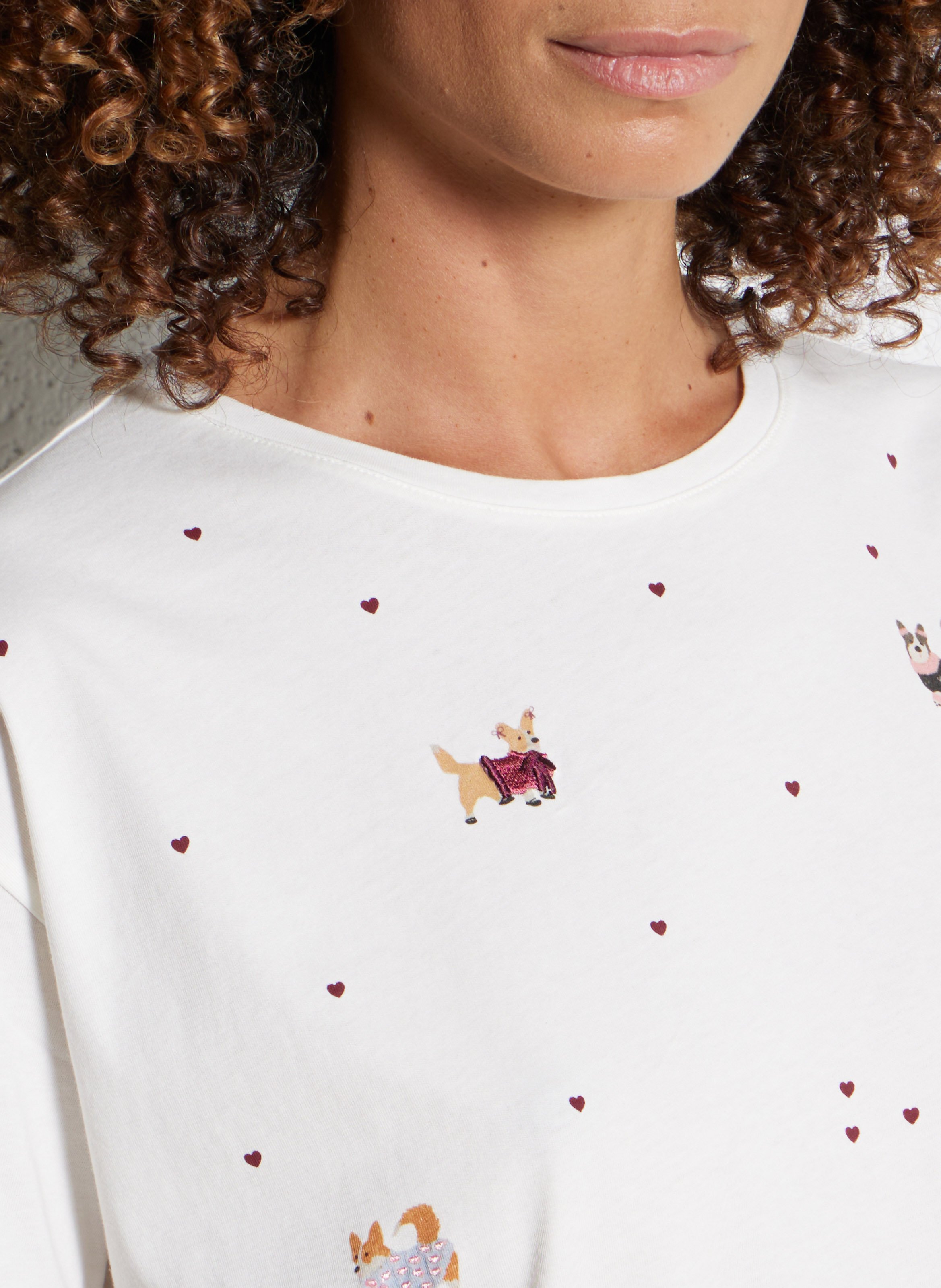 Tee-shirt col rond en coton DES PETITS HAUTS Beige