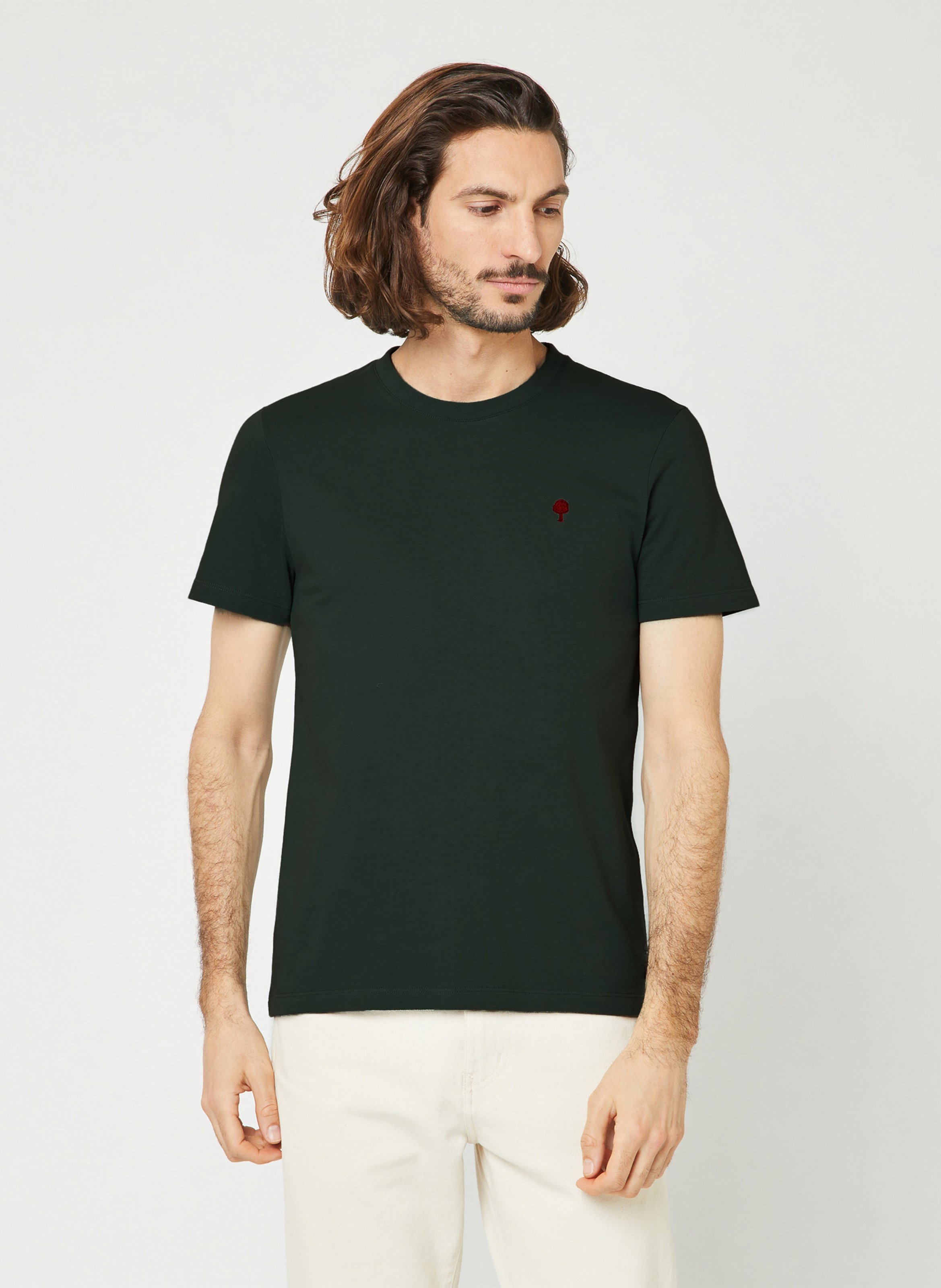 Straight cotton-blend T-shirt FAGUO Green