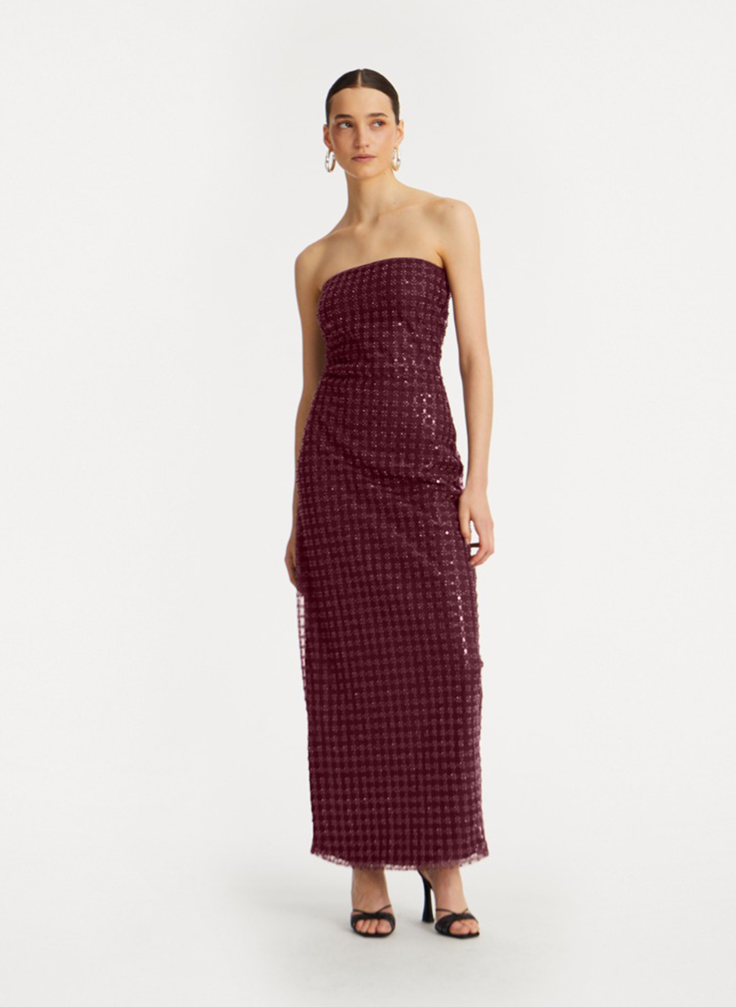 Beaded strapless maxi dress ROTATE Brown