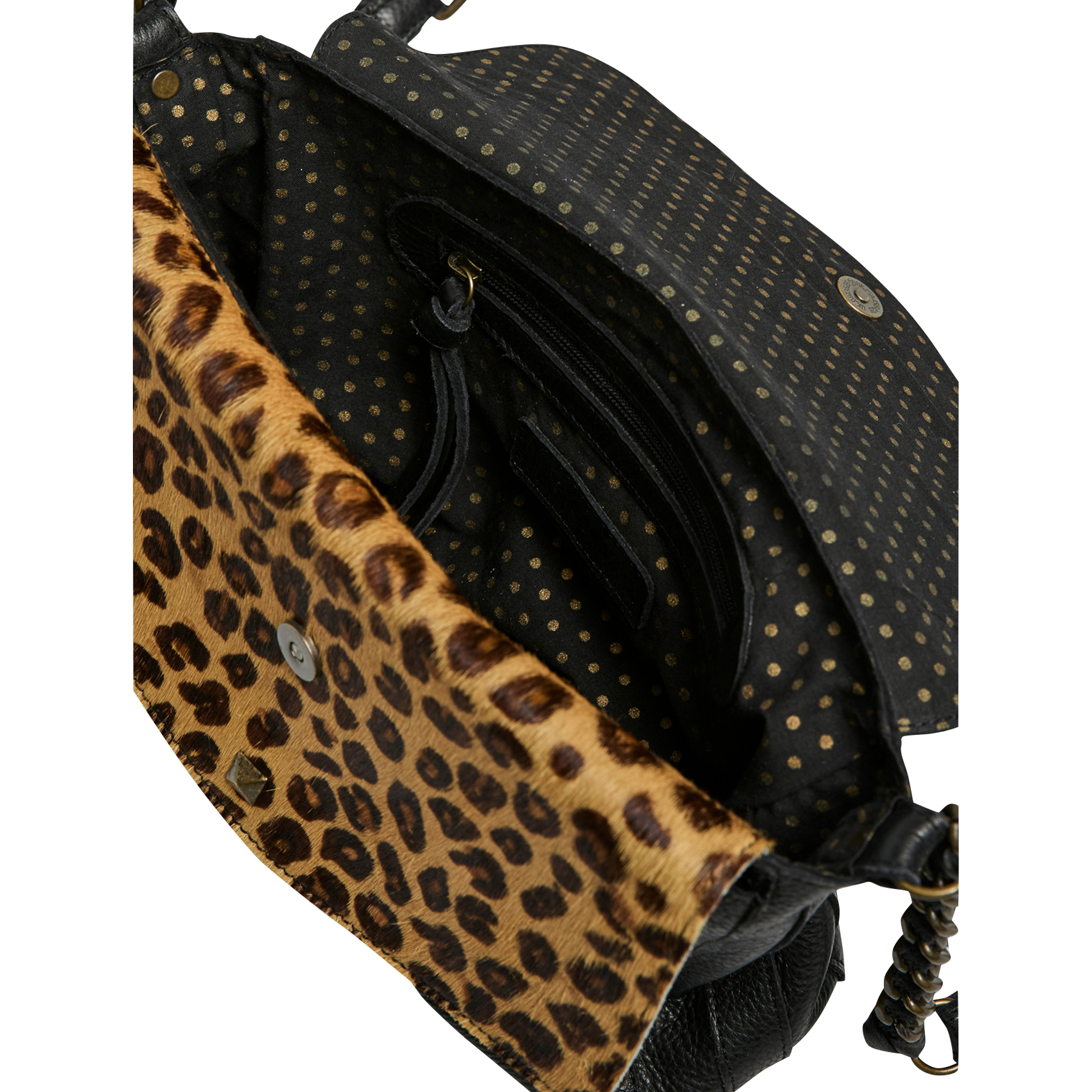 Leren schoudertas met print PIECES Zwart