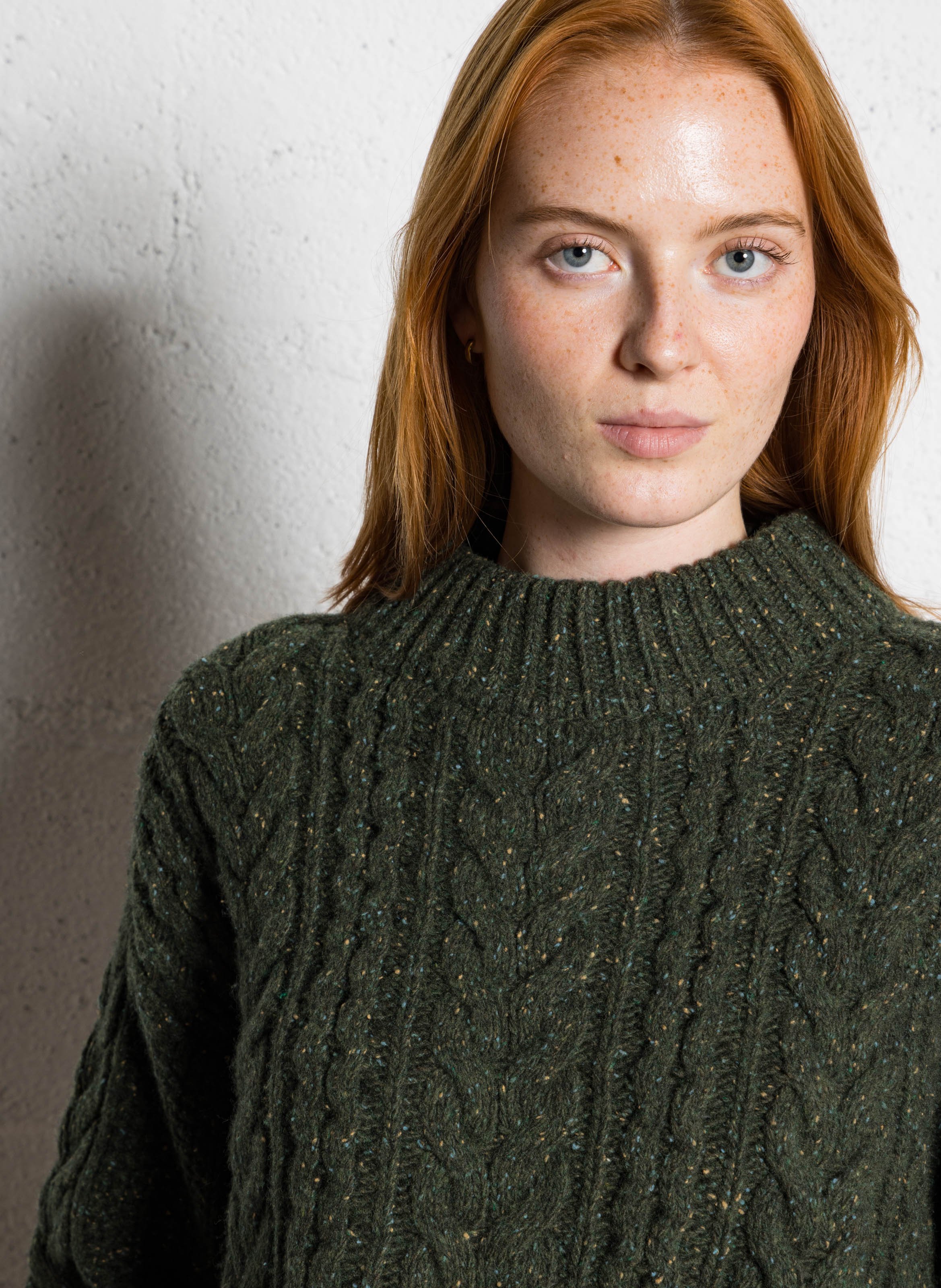 Pull droit en maille tressée MAISON 123 Kaki