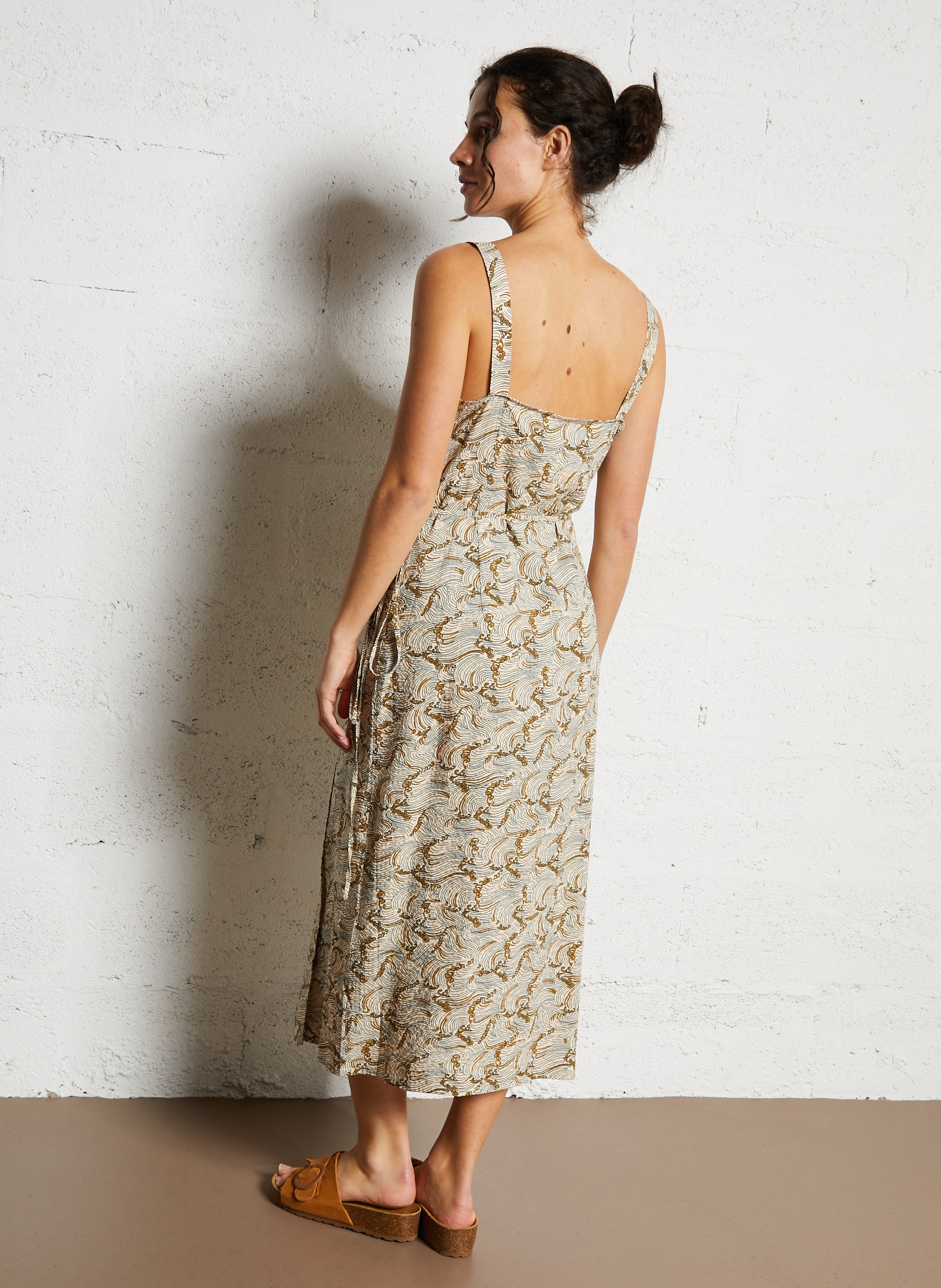 Robe courte imprimée en coton NICE THINGS Beige