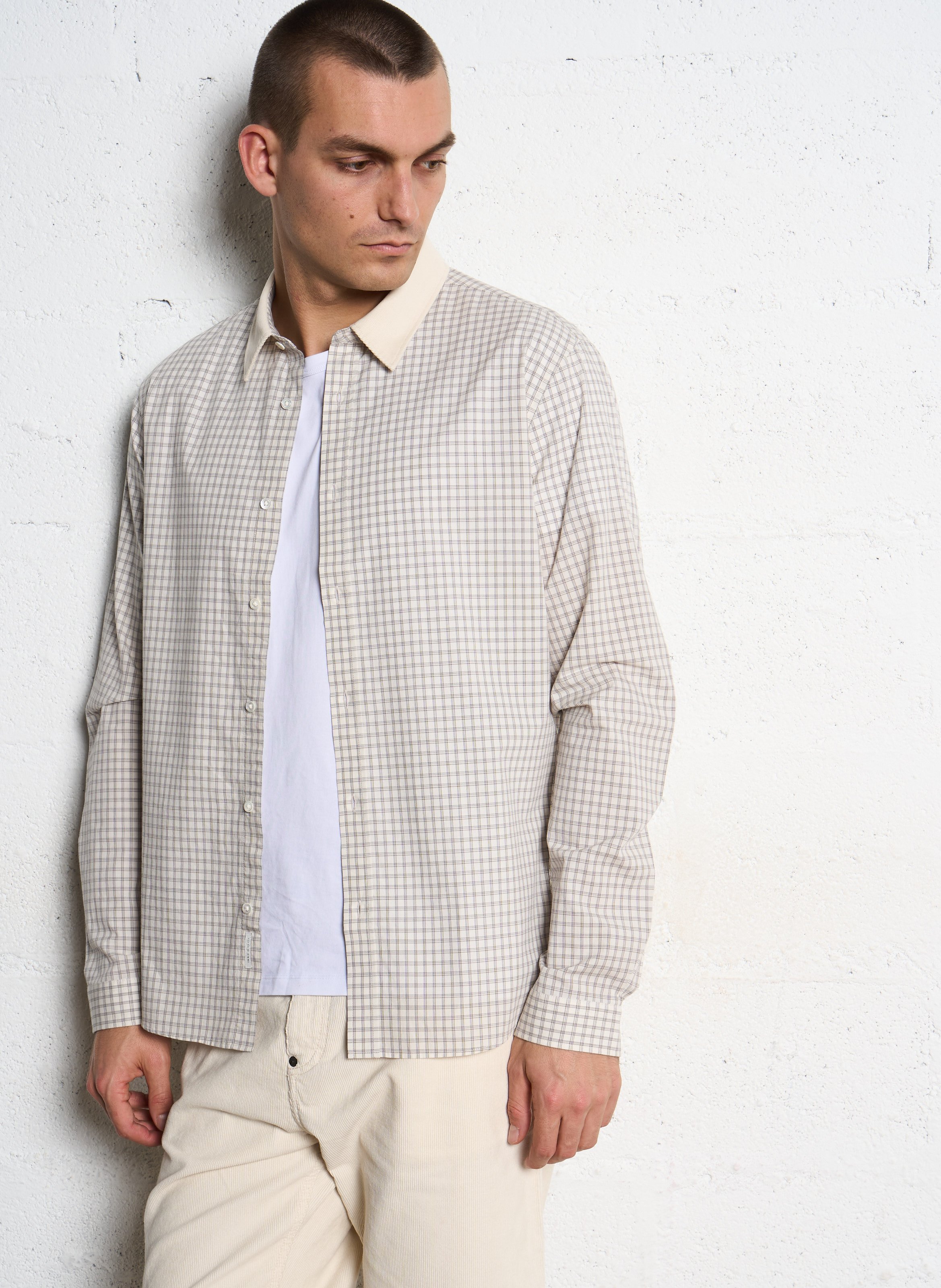 Chemise col classique à carreaux IKKS Blanc