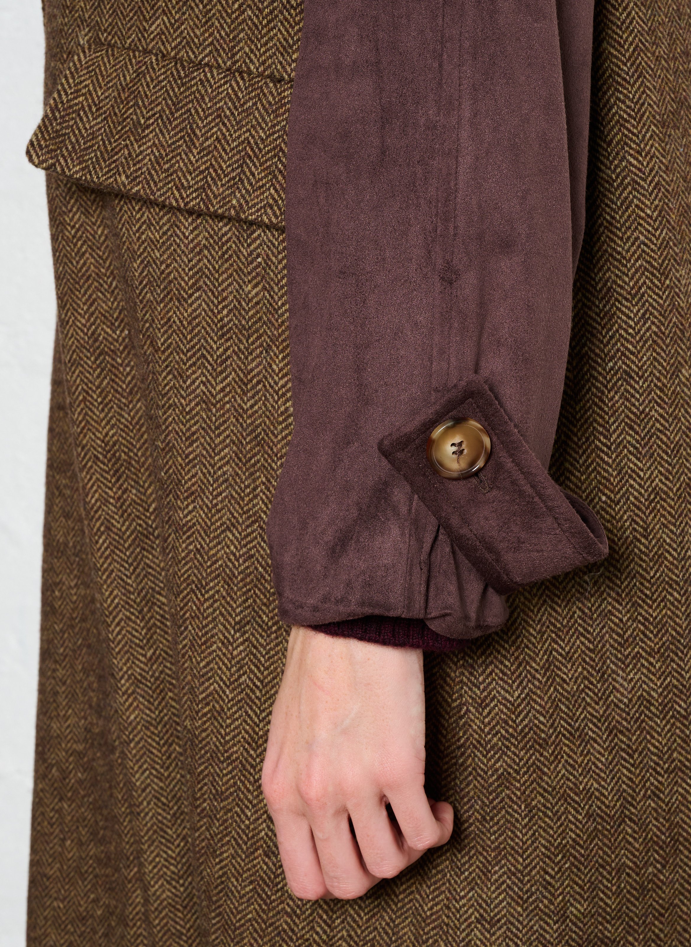 Mid-length herringbone wool blend coat SOPHIE+LUCIE Green