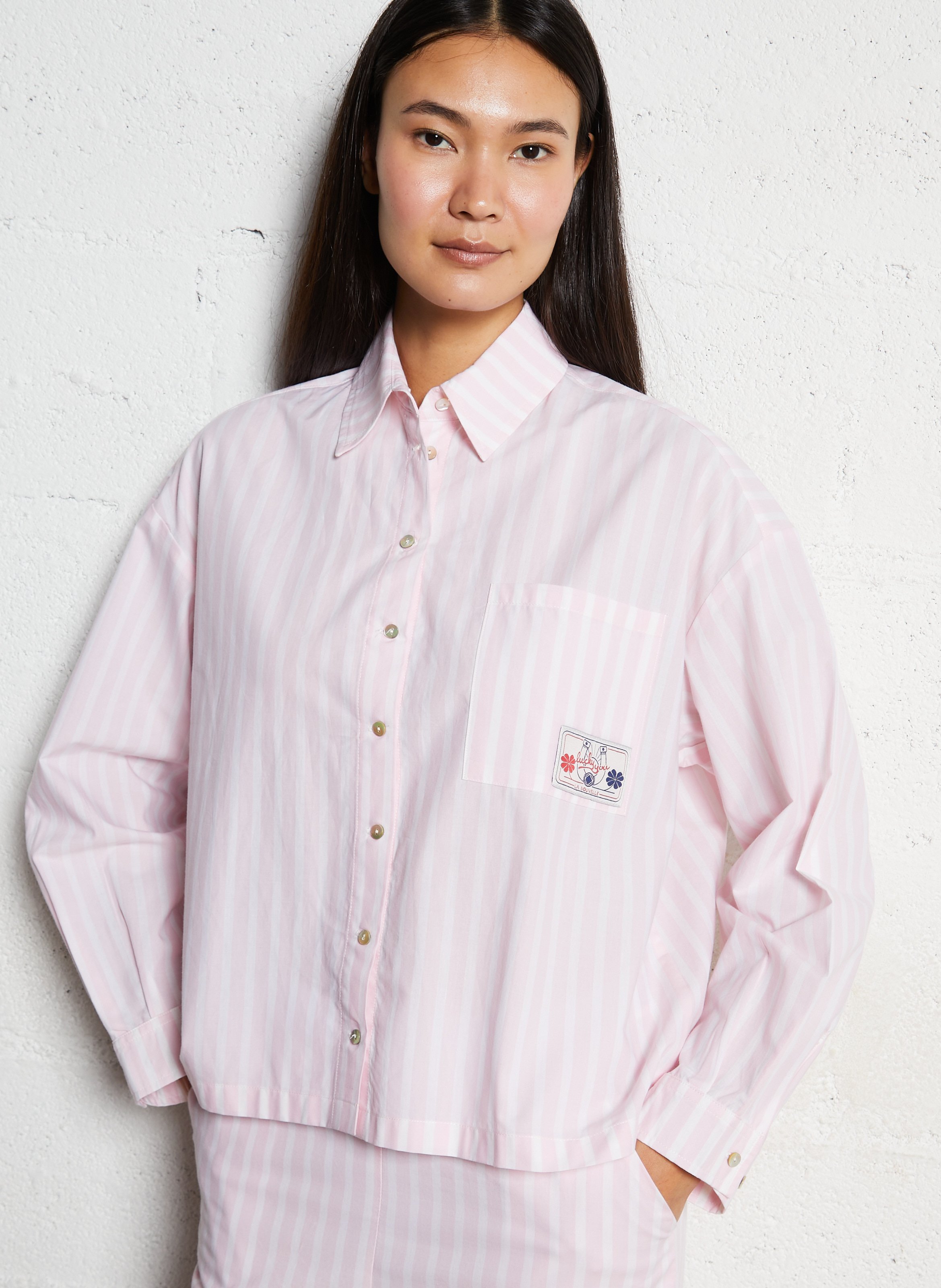 Chemise col classique en coton LA NOUVELLE Rose